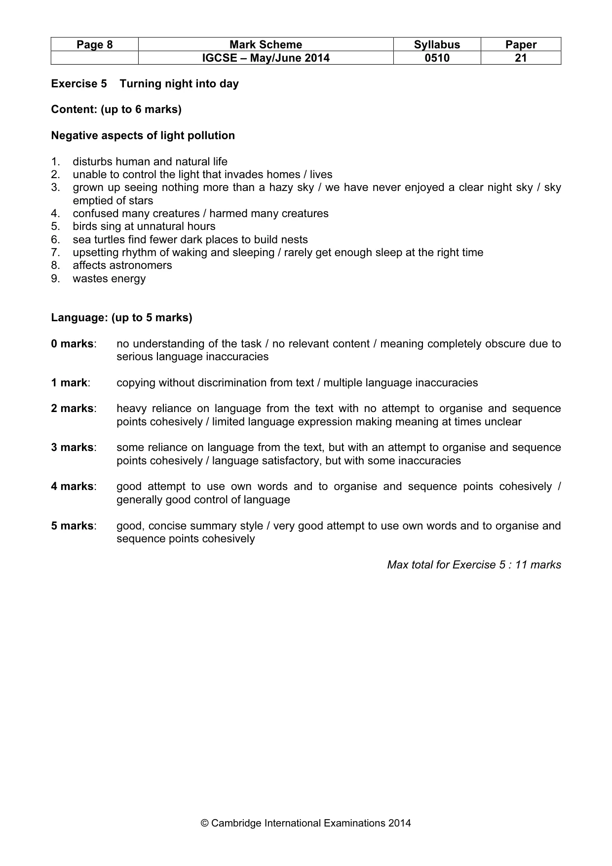 Mark scheme, page 8 of 12