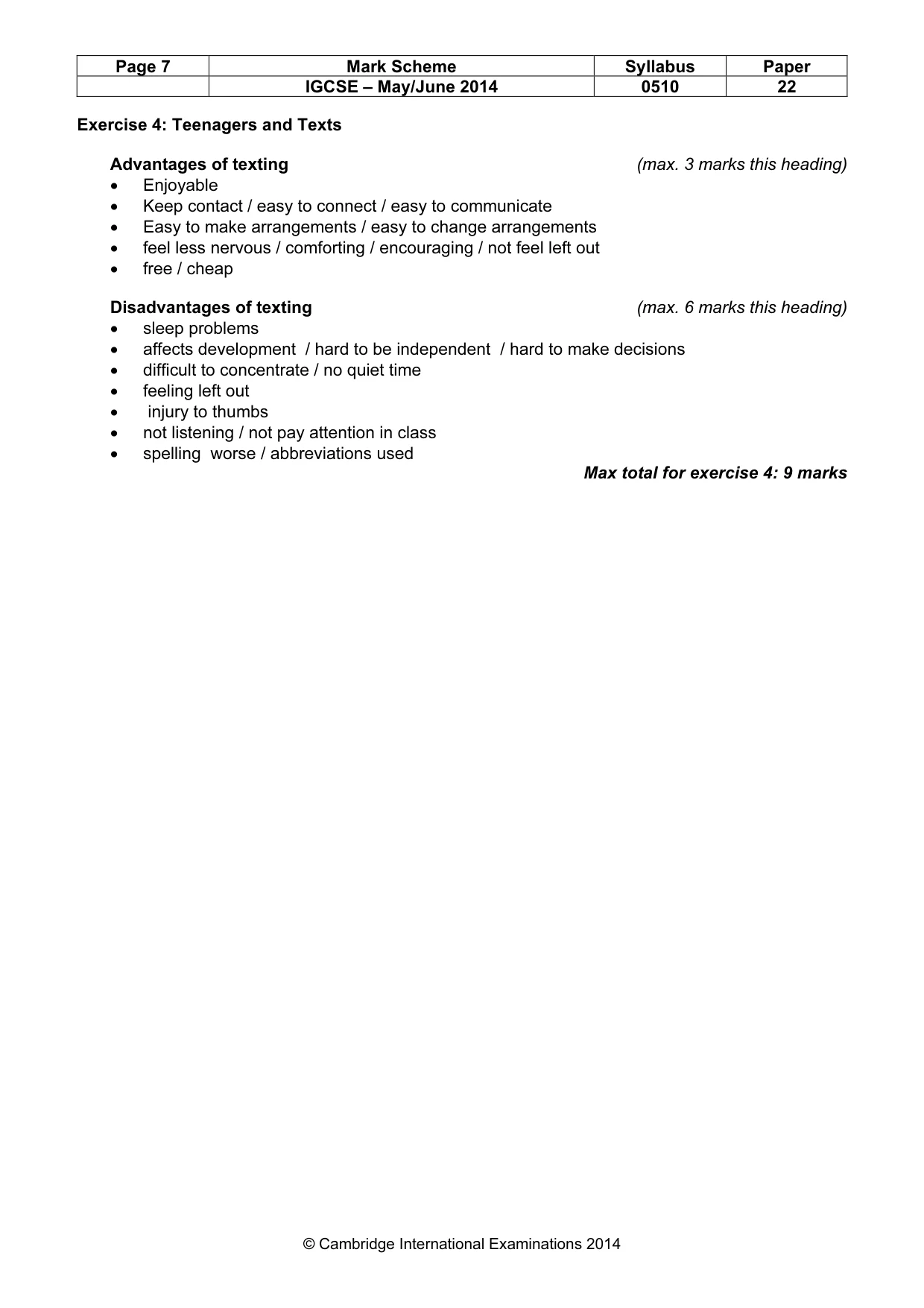Mark scheme, page 7 of 12