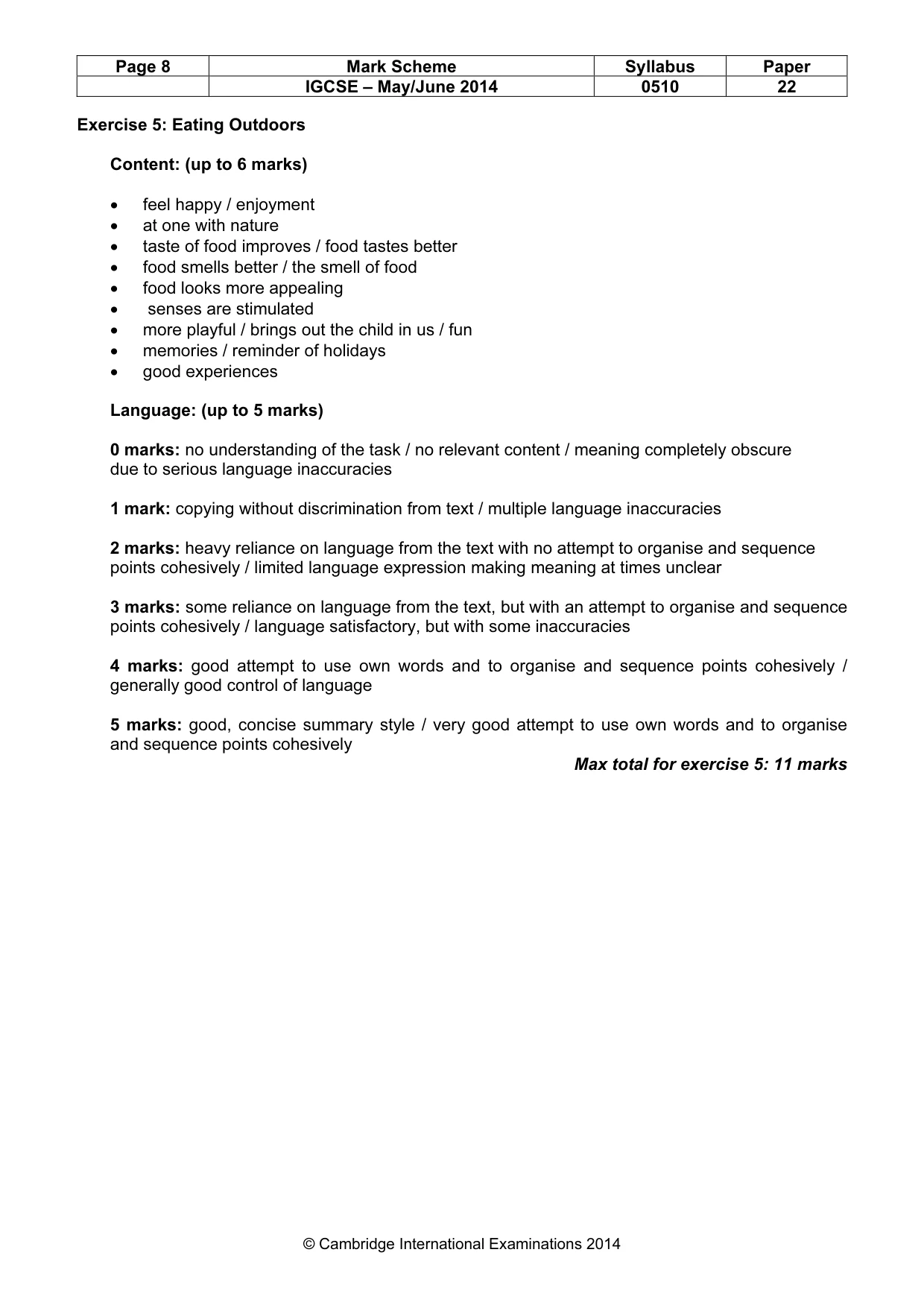 Mark scheme, page 8 of 12