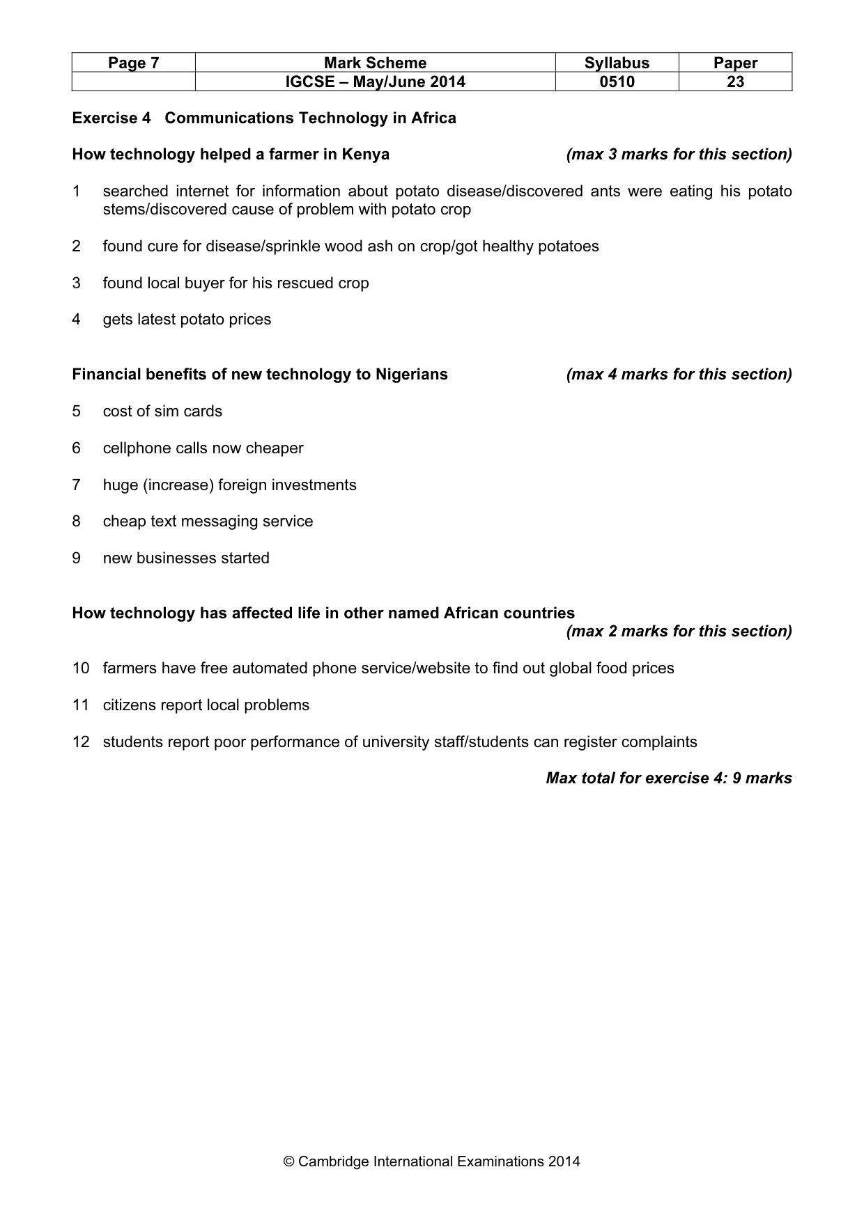 Mark scheme, page 7 of 12