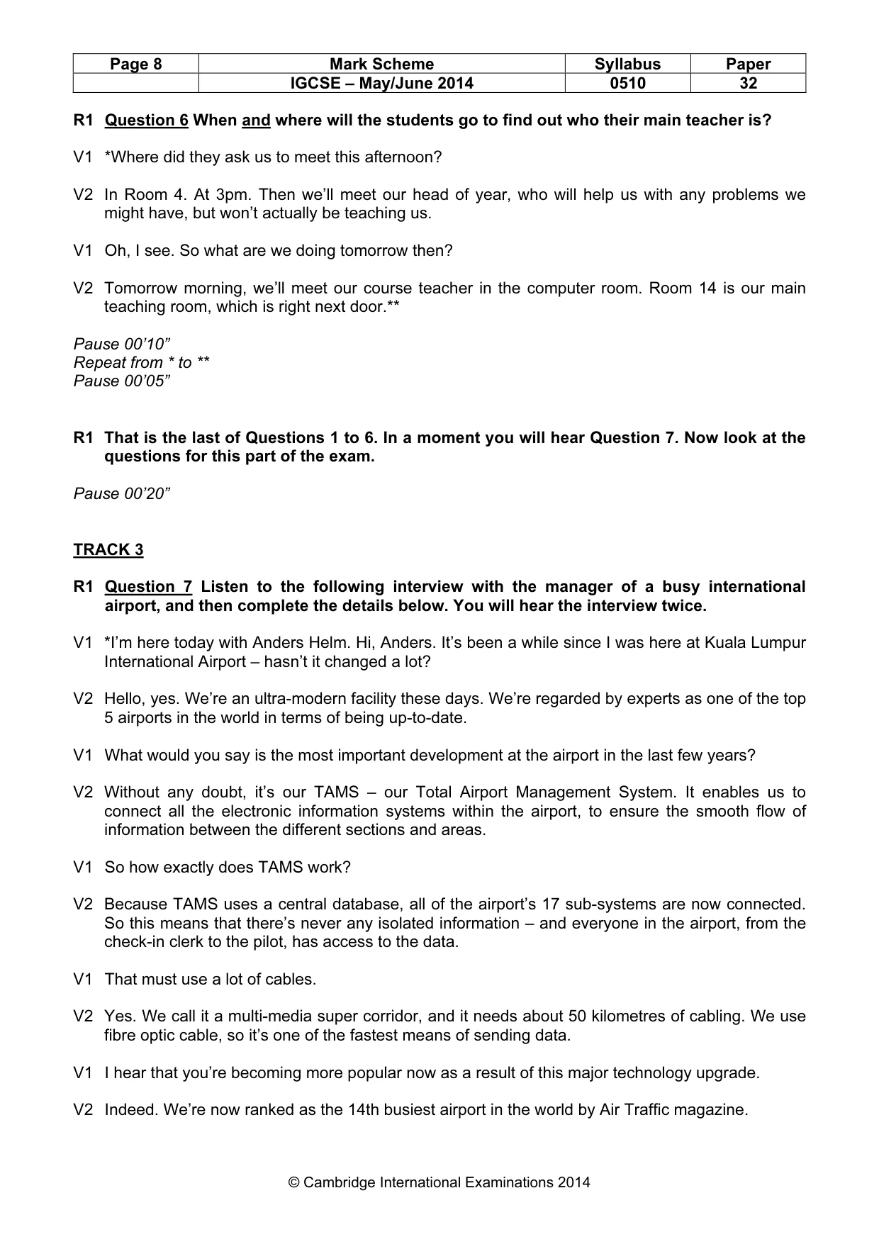 Mark scheme, page 8 of 14