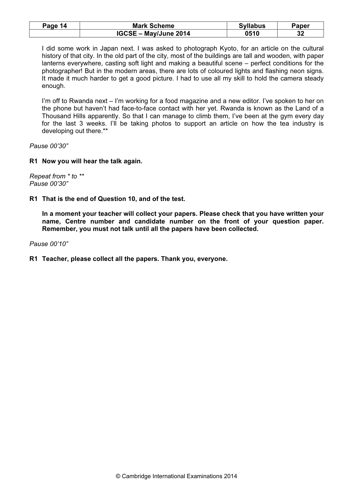 Mark scheme, page 14 of 14