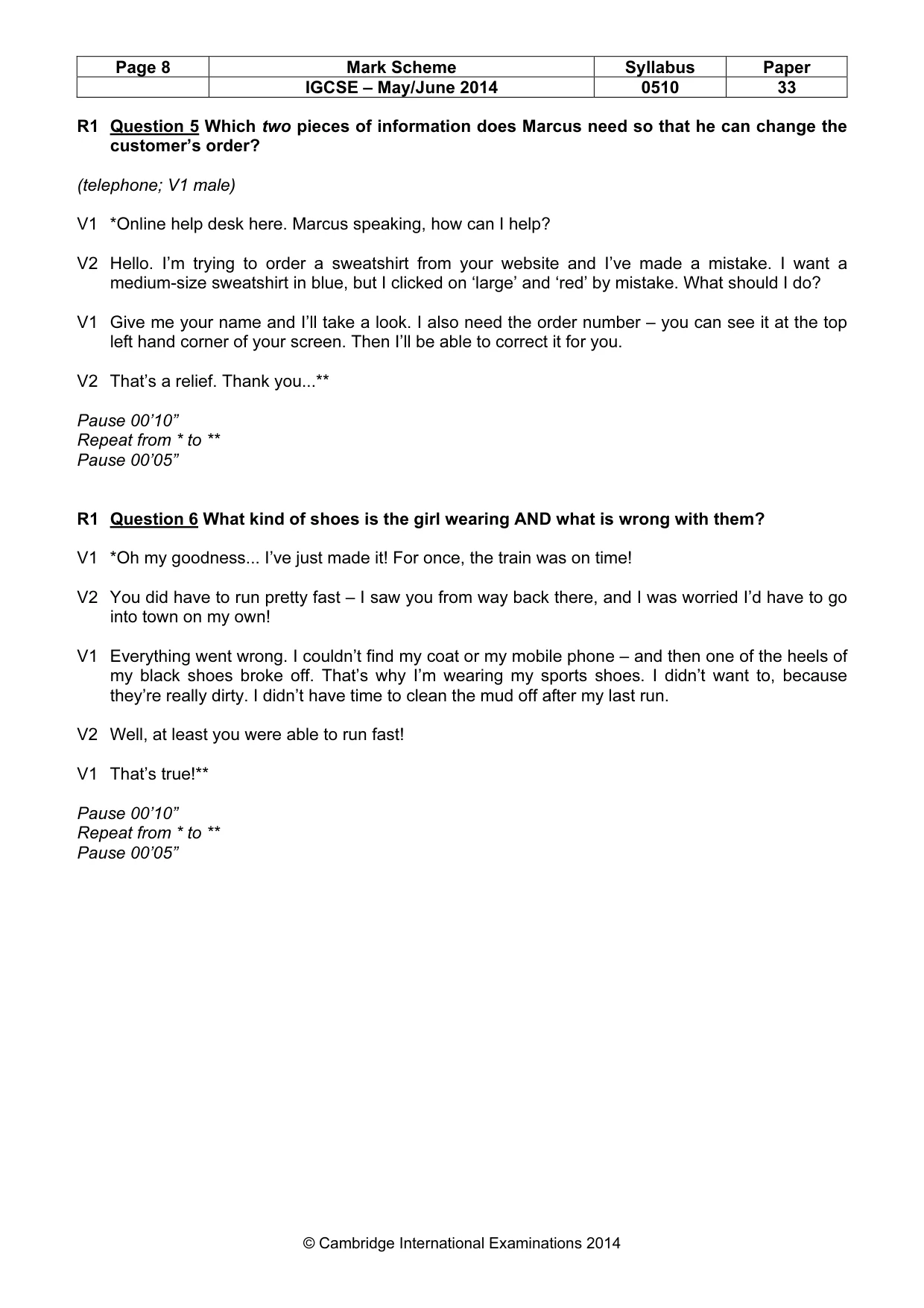 Mark scheme, page 8 of 15