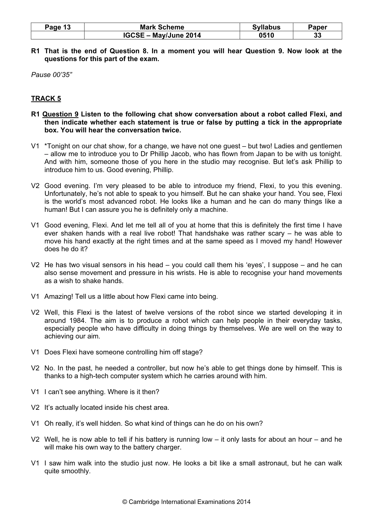 Mark scheme, page 13 of 15