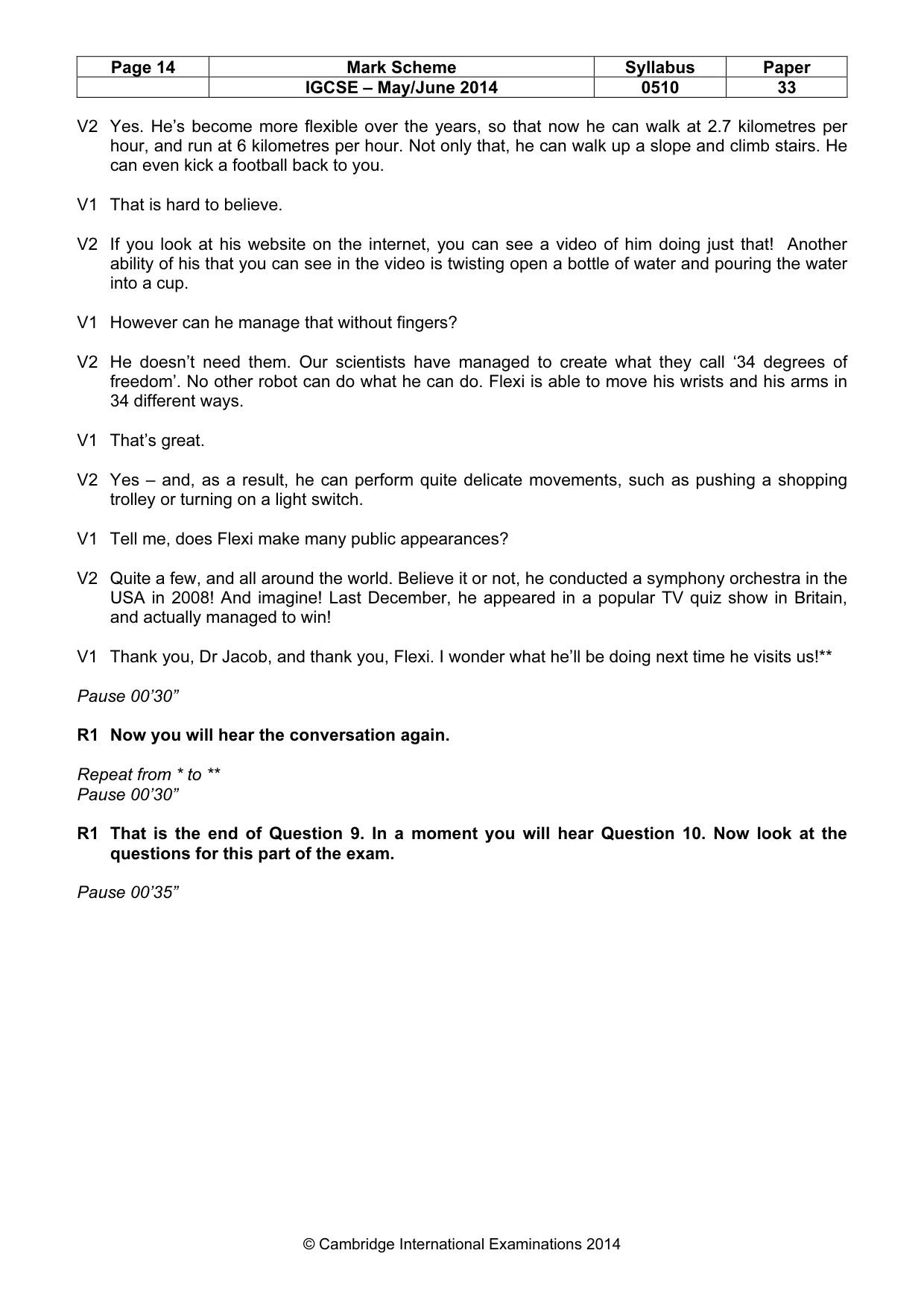 Mark scheme, page 14 of 15