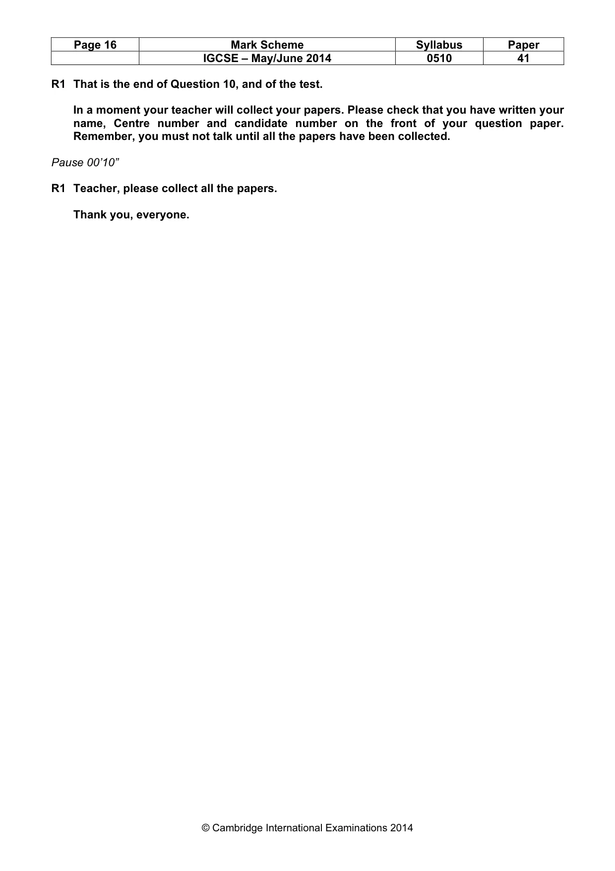 Mark scheme, page 16 of 16