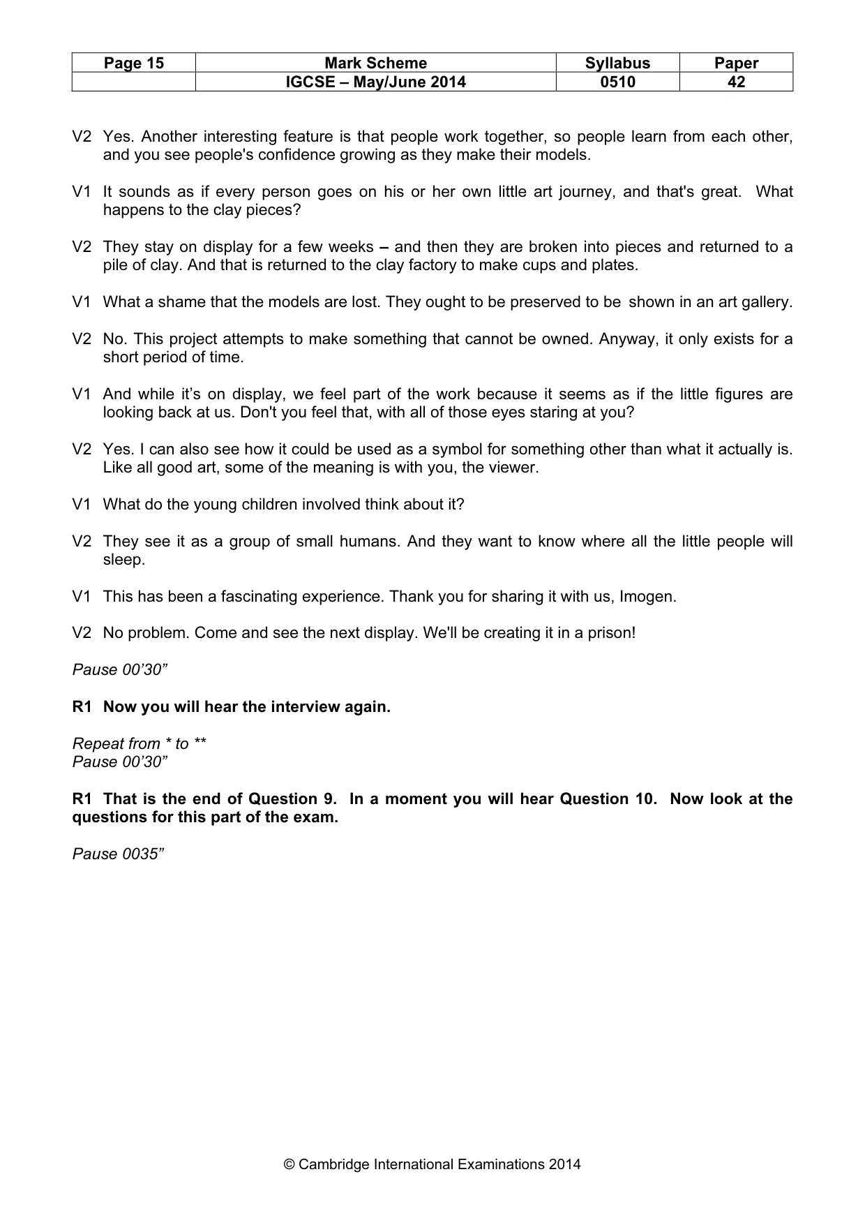 Mark scheme, page 15 of 17