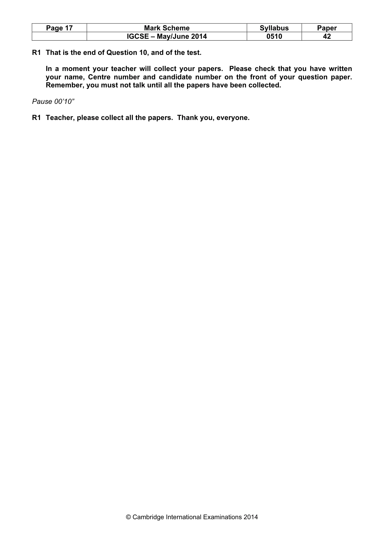 Mark scheme, page 17 of 17