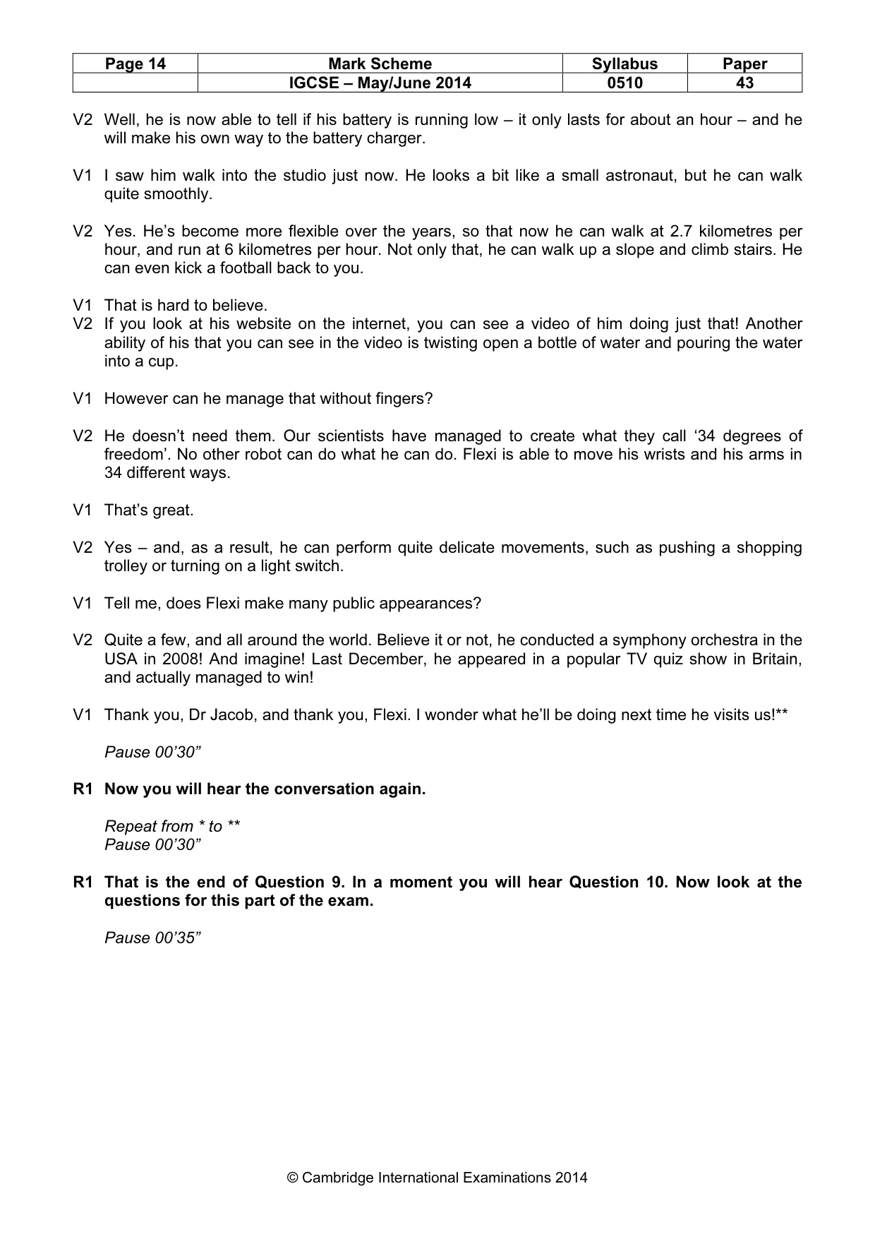 Mark scheme, page 14 of 16