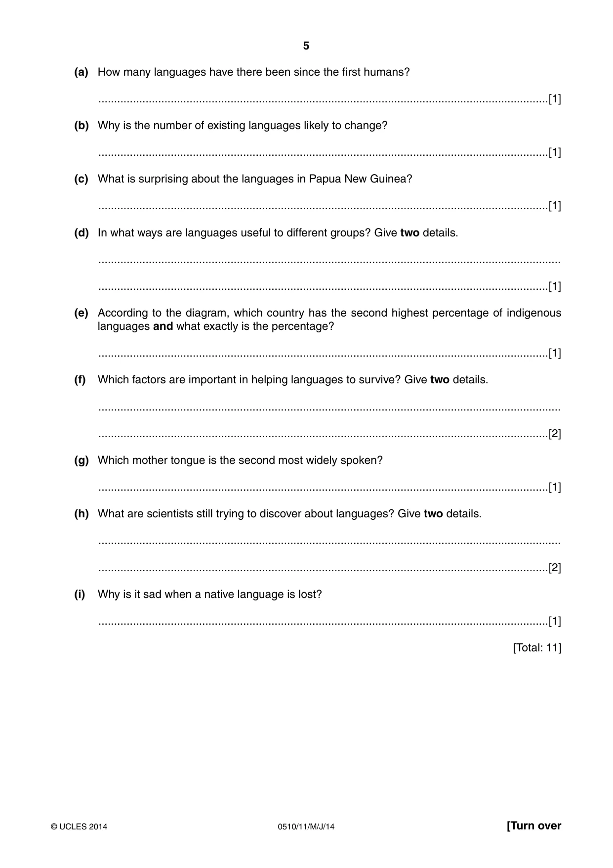 Cambridge IGCSE English - Second Language (oral endorsement) 0510 2014 May/June Paper 1 · Variant 1 question paper, page 5 of 16