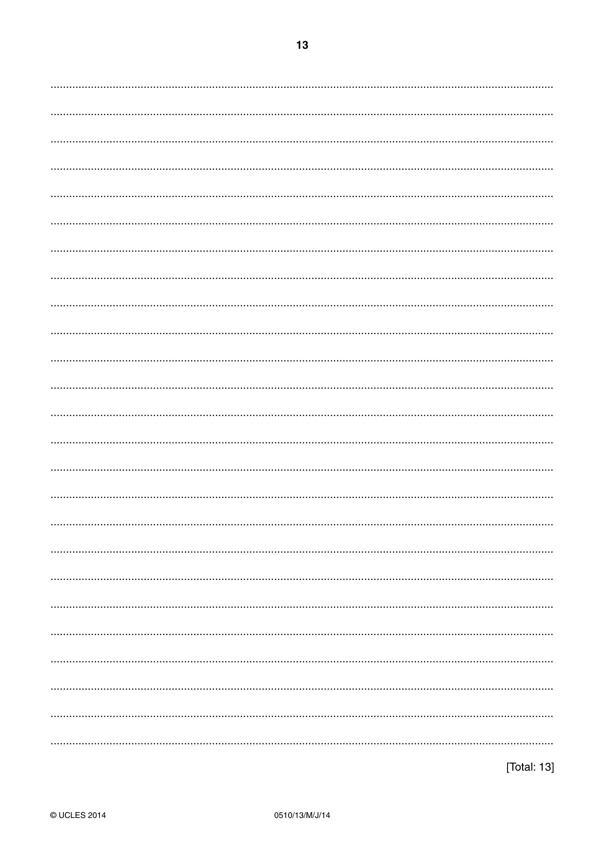 Cambridge IGCSE English - Second Language (oral endorsement) 0510 2014 May/June Paper 1 · Variant 3 question paper, page 13 of 16