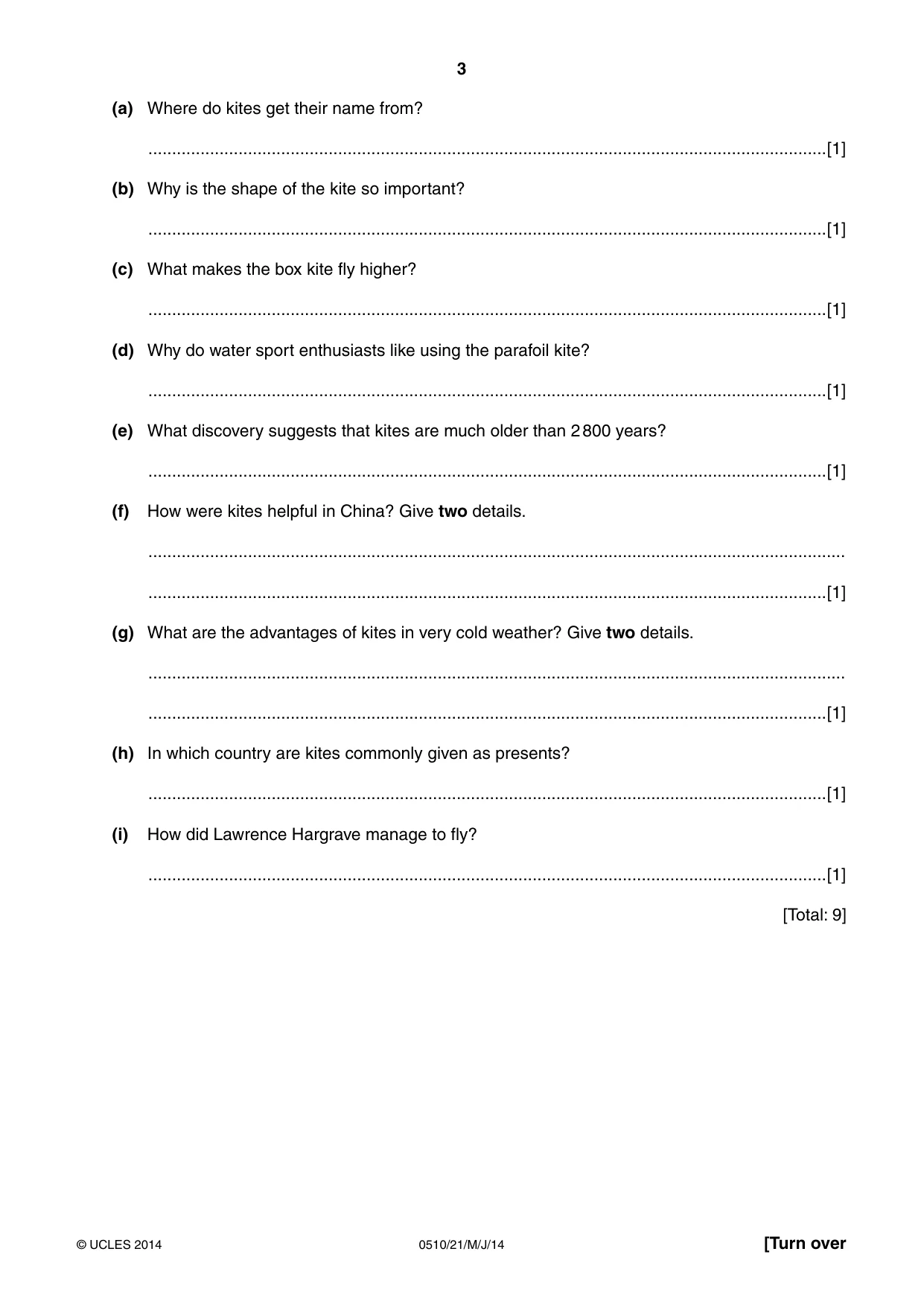 Cambridge IGCSE English - Second Language (oral endorsement) 0510 2014 May/June Paper 2 · Variant 1 question paper, page 3 of 16
