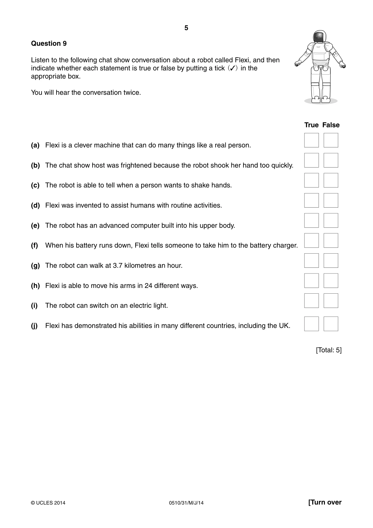 Cambridge IGCSE English - Second Language (oral endorsement) 0510 2014 May/June Paper 3 · Variant 1 question paper, page 5 of 8