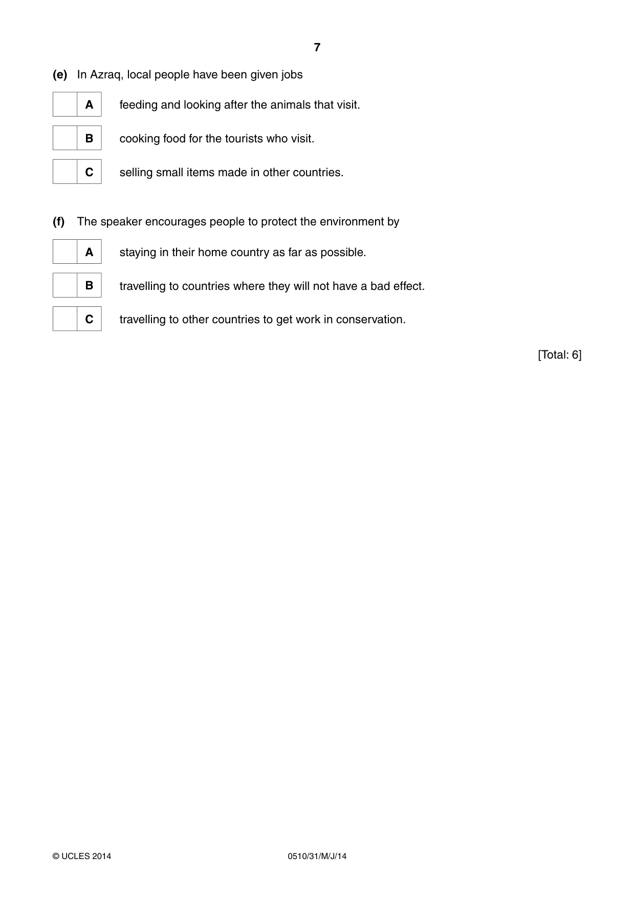 Cambridge IGCSE English - Second Language (oral endorsement) 0510 2014 May/June Paper 3 · Variant 1 question paper, page 7 of 8