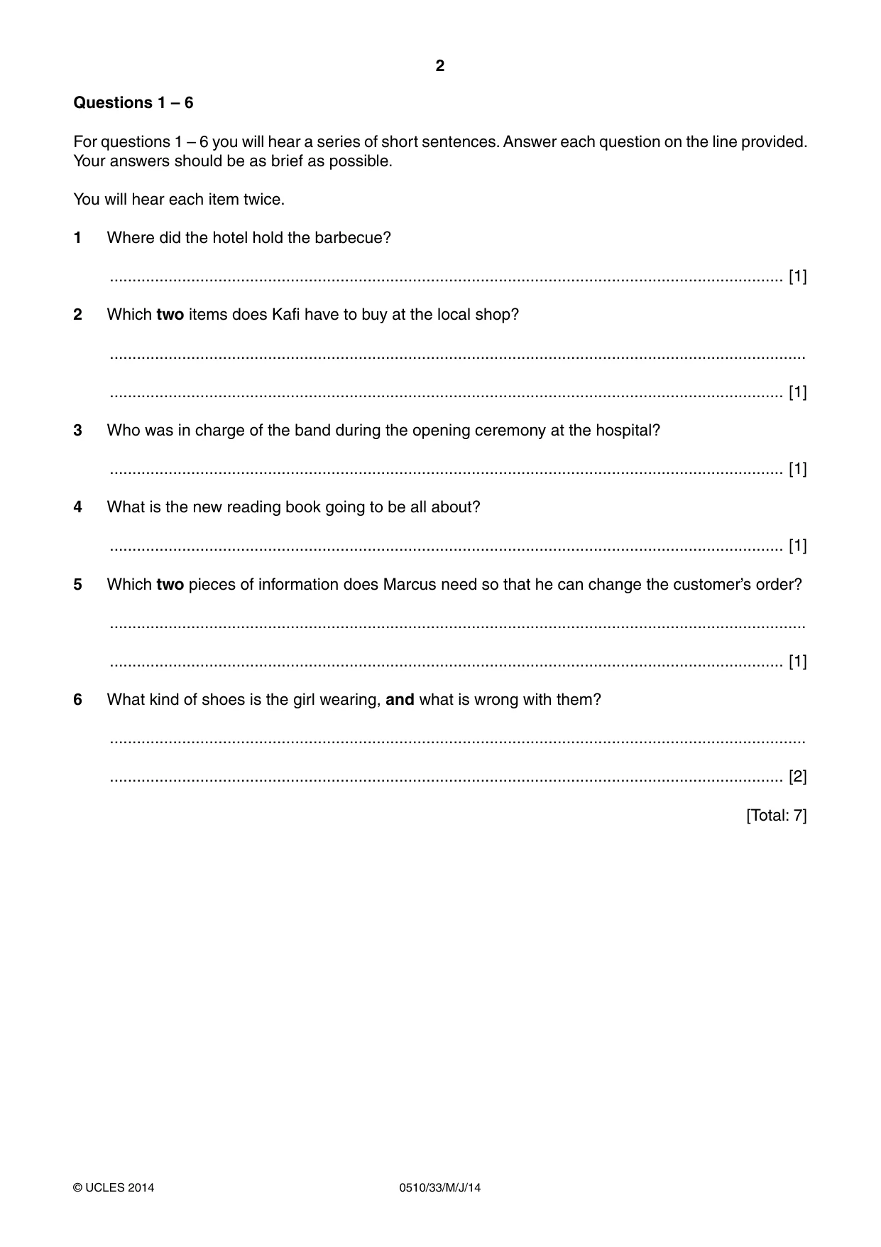 Cambridge IGCSE English - Second Language (oral endorsement) 0510 2014 May/June Paper 3 · Variant 3 question paper, page 2 of 8