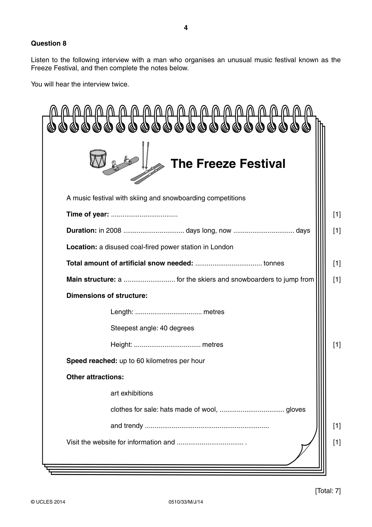 Cambridge IGCSE English - Second Language (oral endorsement) 0510 2014 May/June Paper 3 · Variant 3 question paper, page 4 of 8