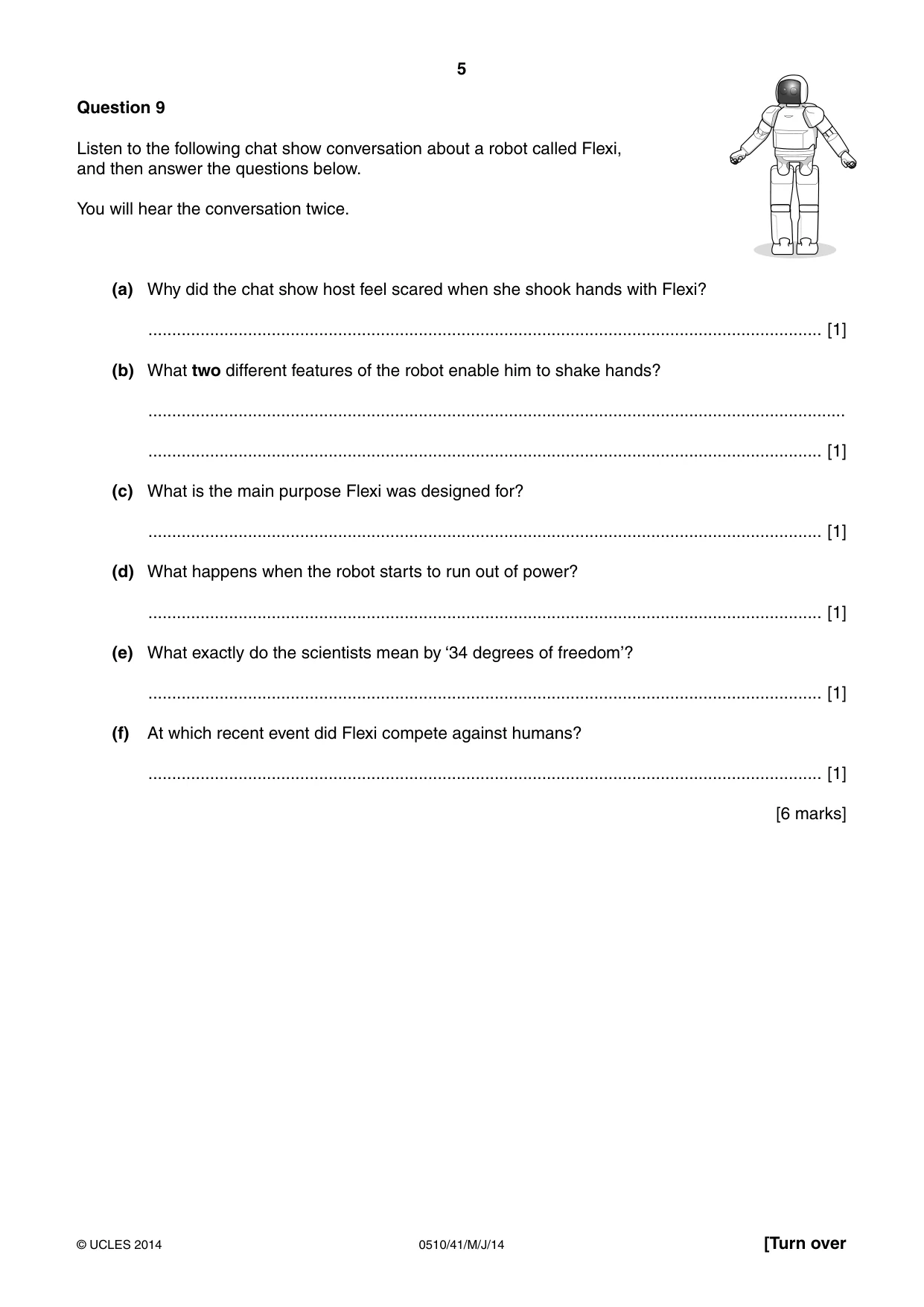 Cambridge IGCSE English - Second Language (oral endorsement) 0510 2014 May/June Paper 4 · Variant 1 question paper, page 5 of 8