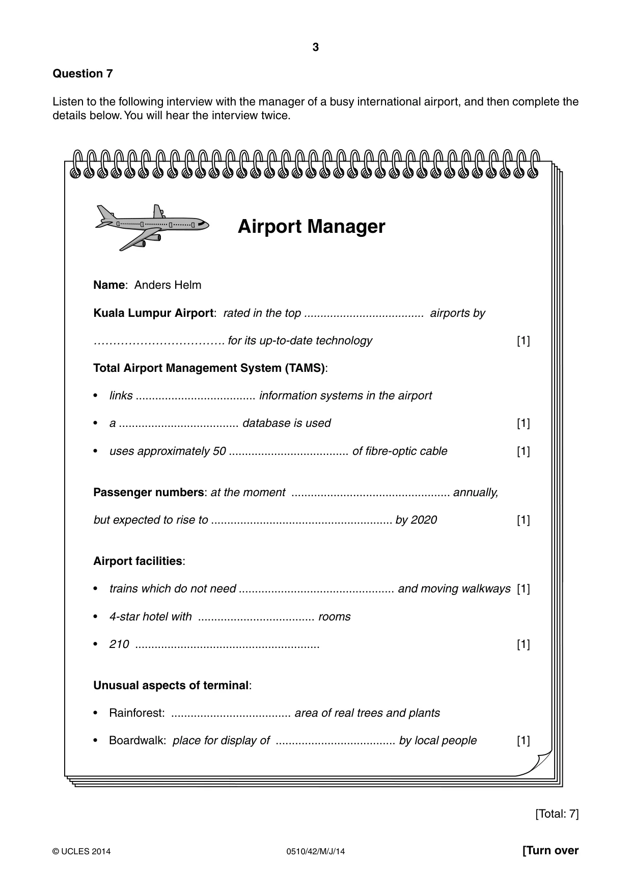 Cambridge IGCSE English - Second Language (oral endorsement) 0510 2014 May/June Paper 4 · Variant 2 question paper, page 3 of 8