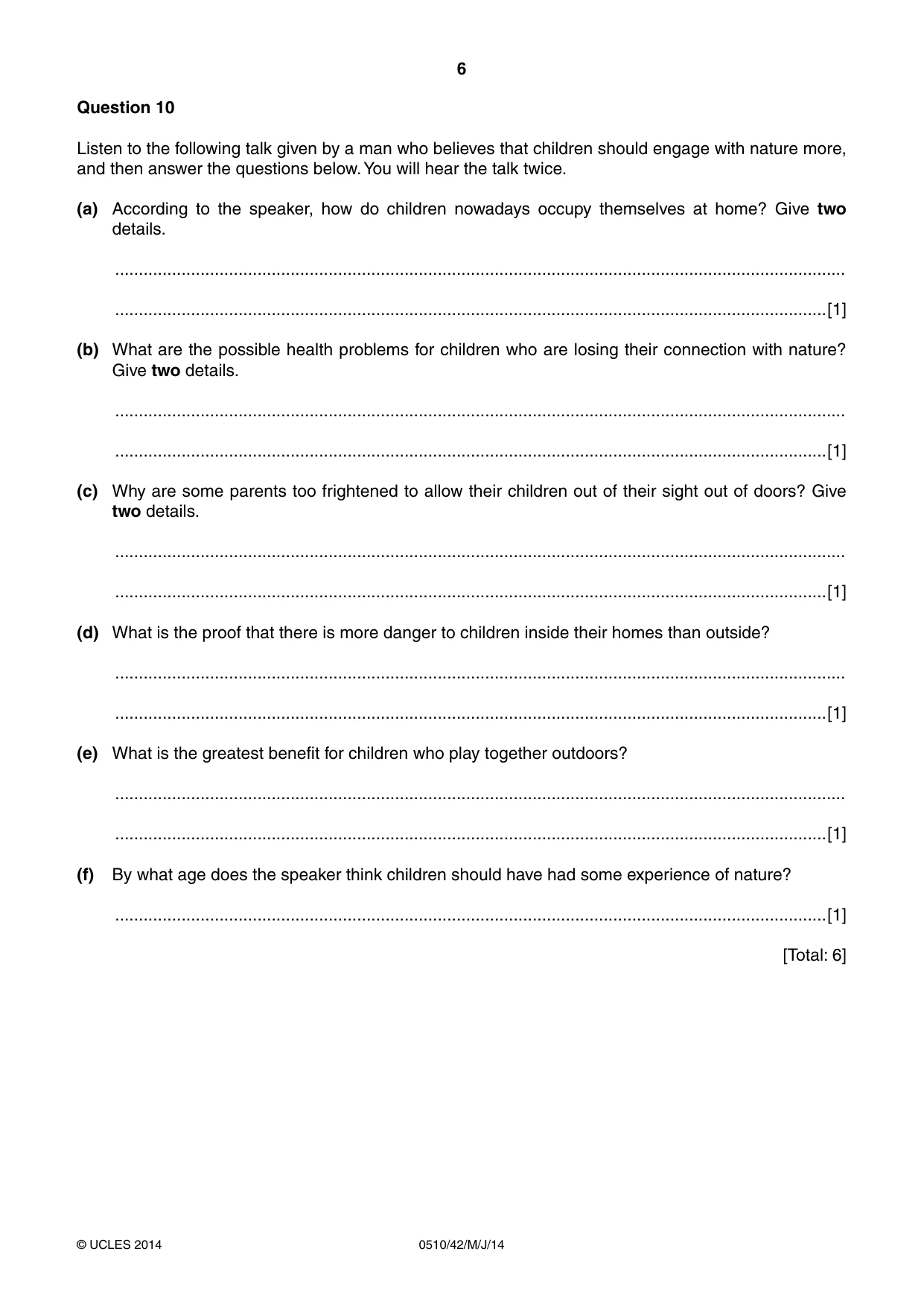 Cambridge IGCSE English - Second Language (oral endorsement) 0510 2014 May/June Paper 4 · Variant 2 question paper, page 6 of 8