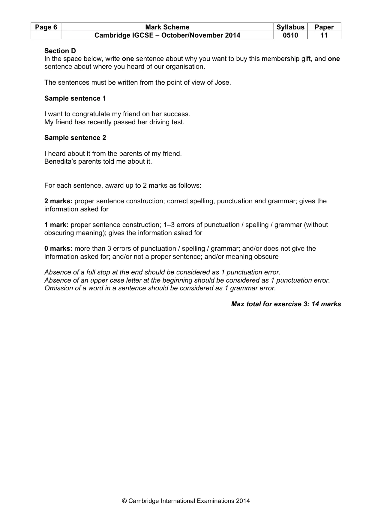 Mark scheme, page 6 of 11