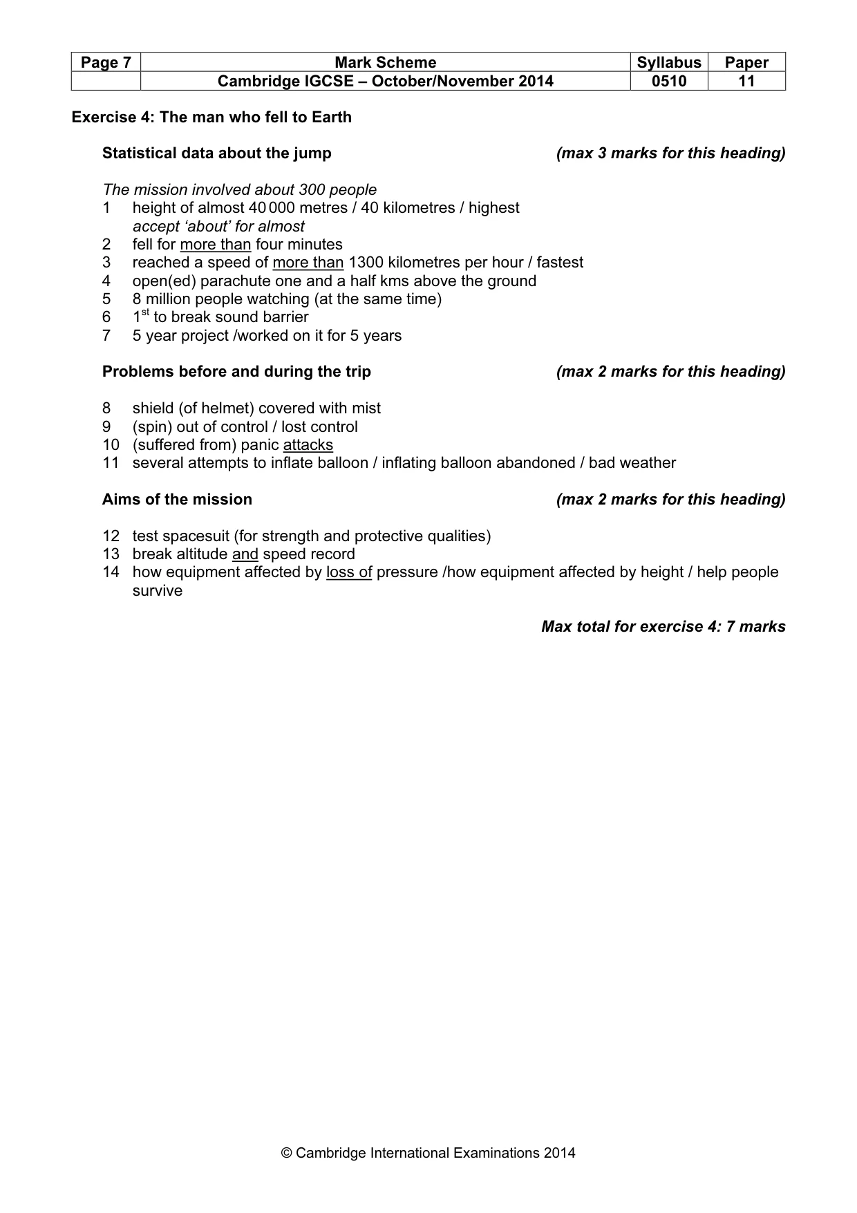 Mark scheme, page 7 of 11