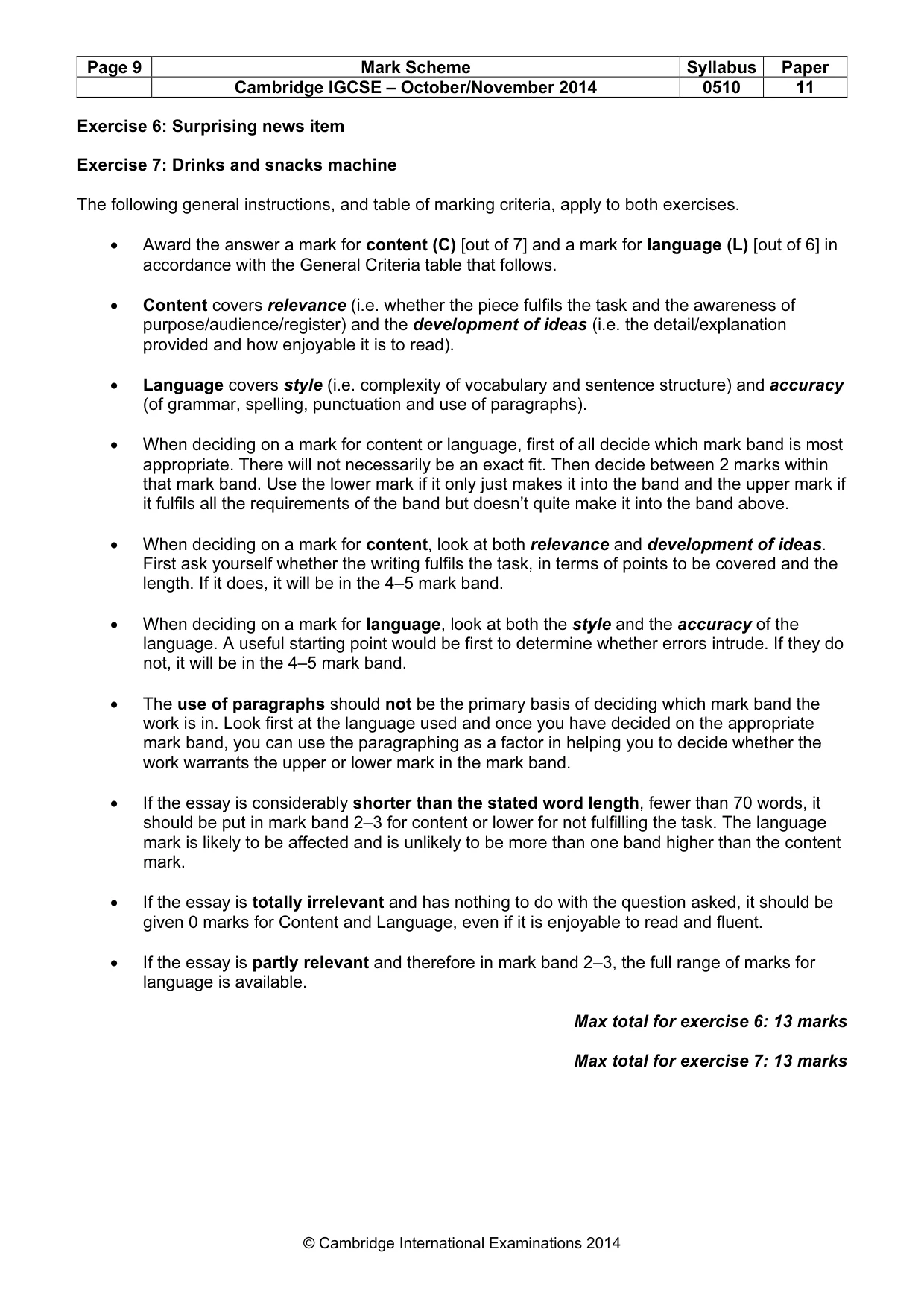 Mark scheme, page 9 of 11
