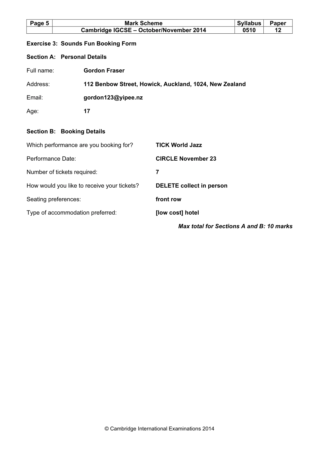 Mark scheme, page 5 of 11