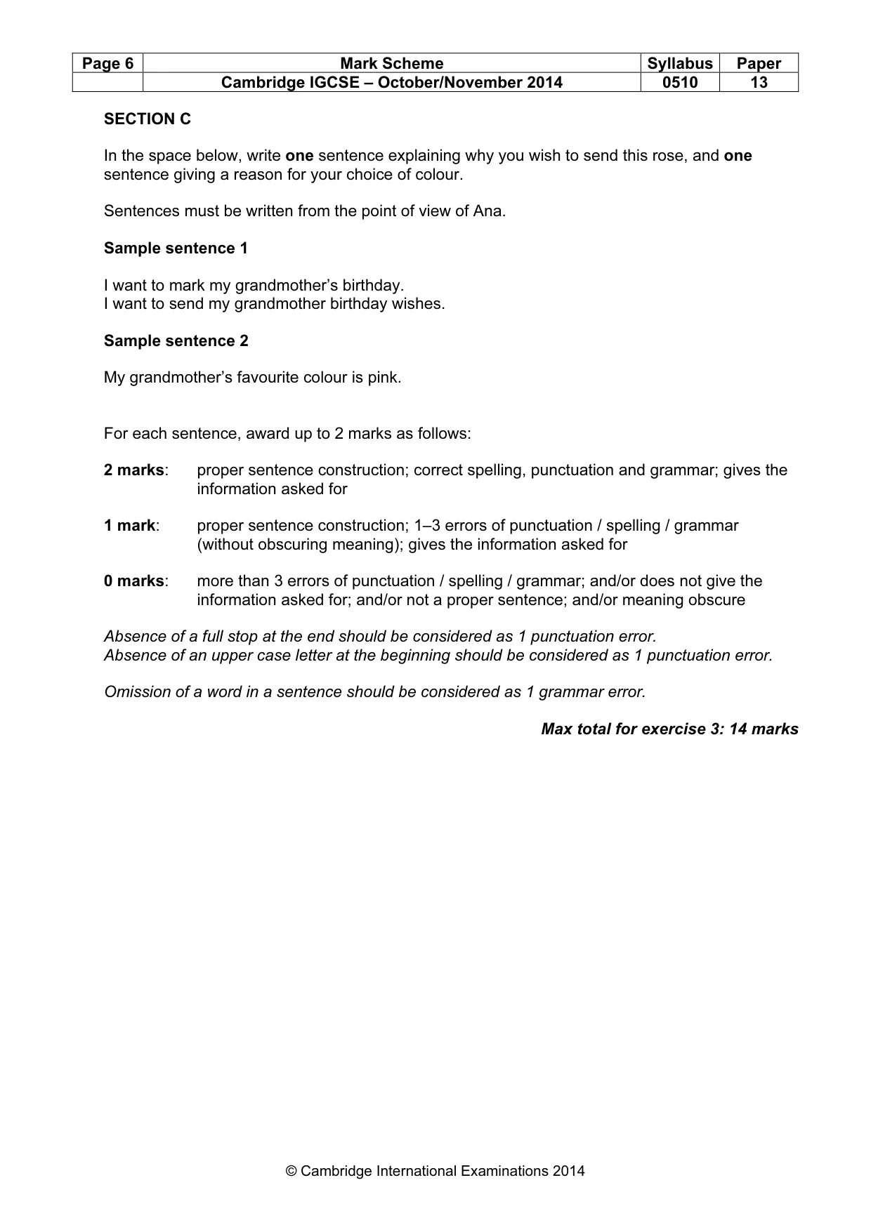 Mark scheme, page 6 of 11
