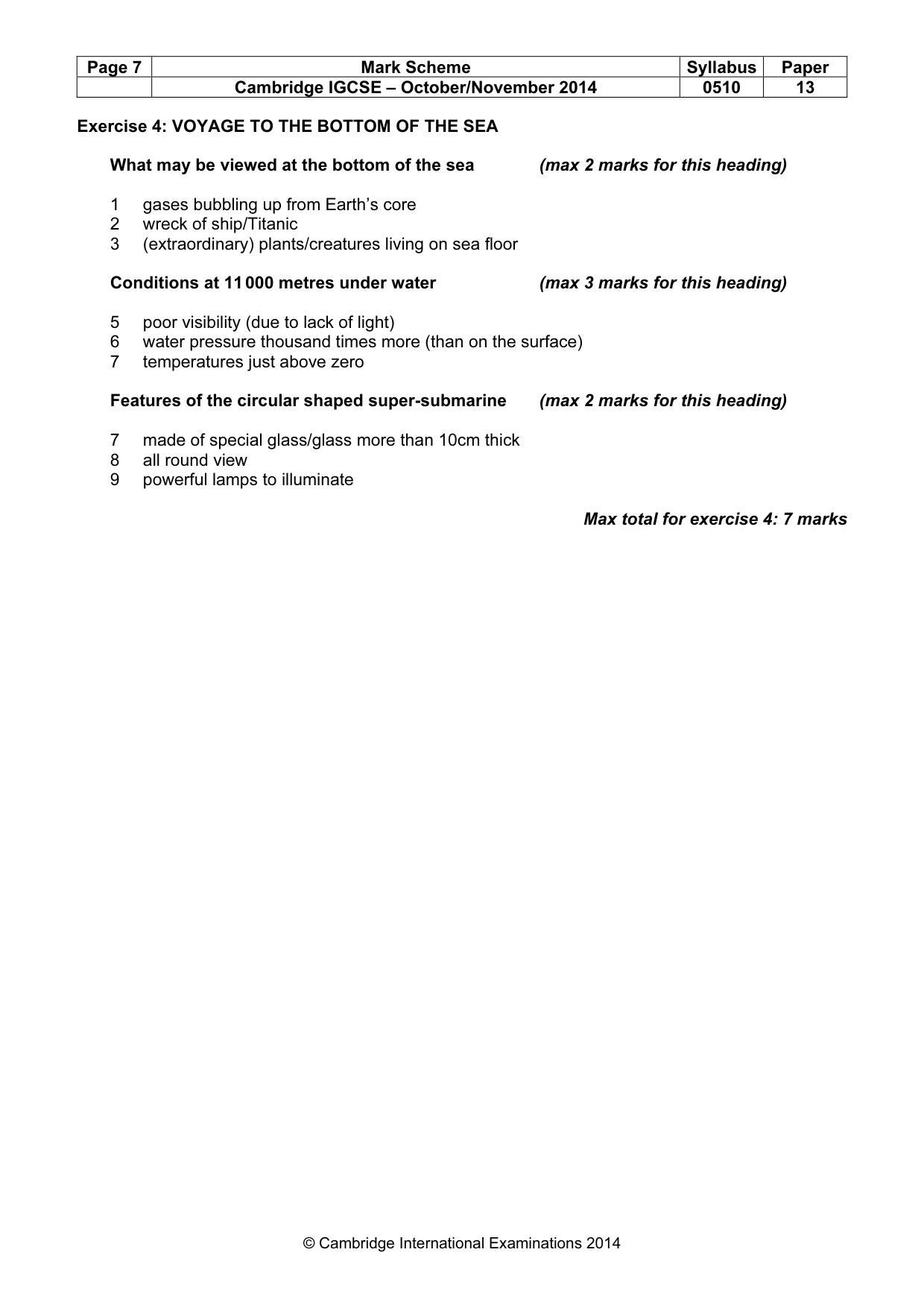 Mark scheme, page 7 of 11