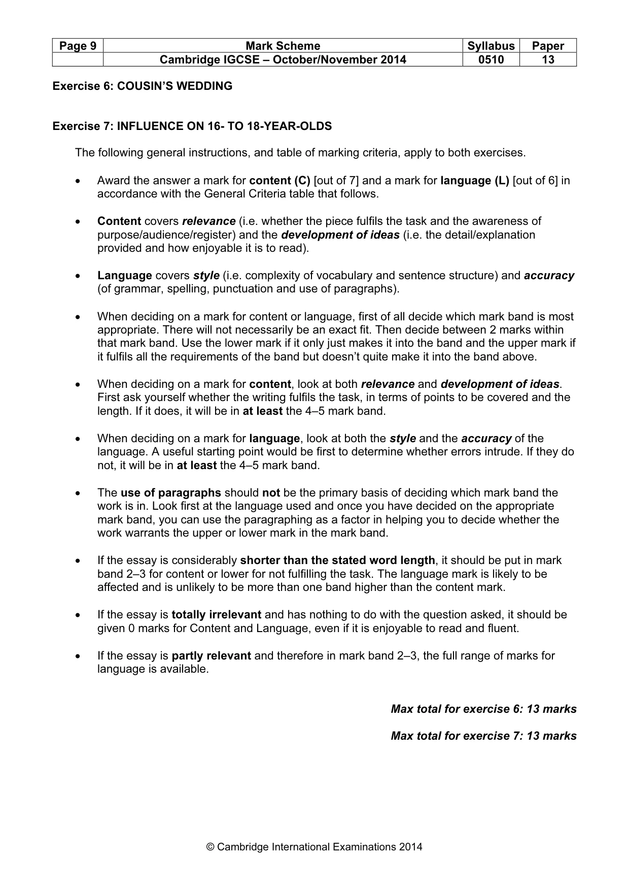 Mark scheme, page 9 of 11
