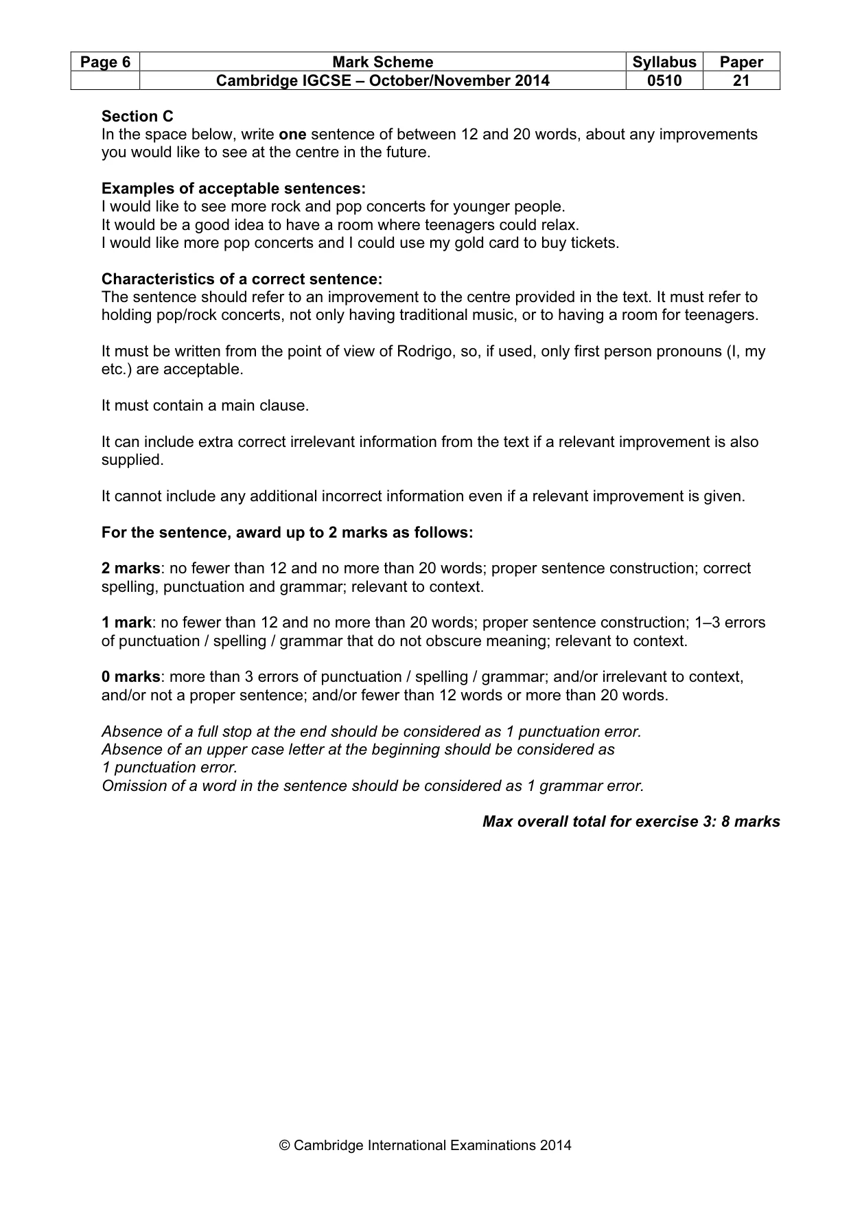 Mark scheme, page 6 of 12