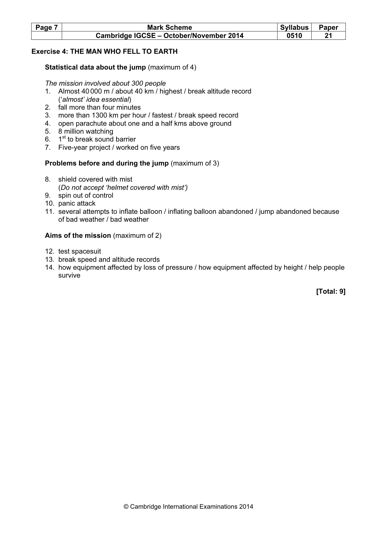 Mark scheme, page 7 of 12