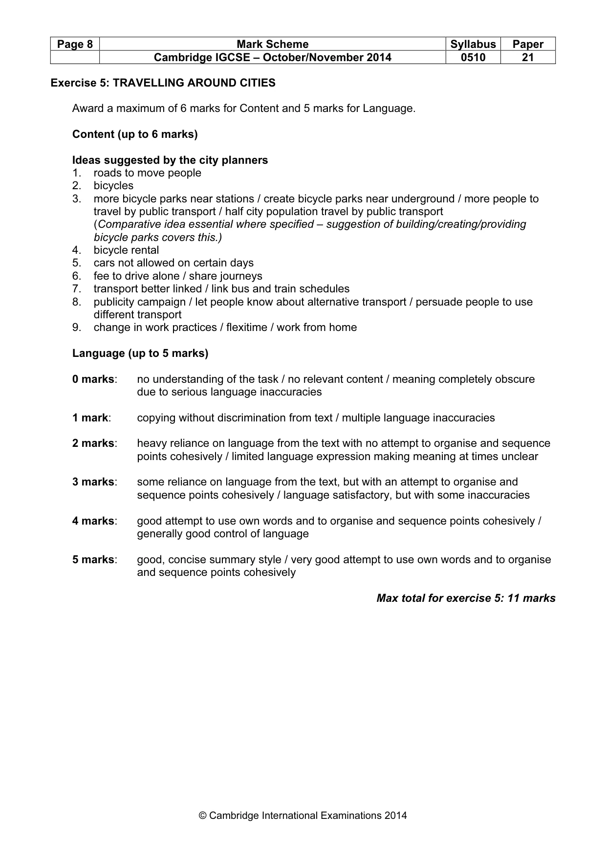 Mark scheme, page 8 of 12