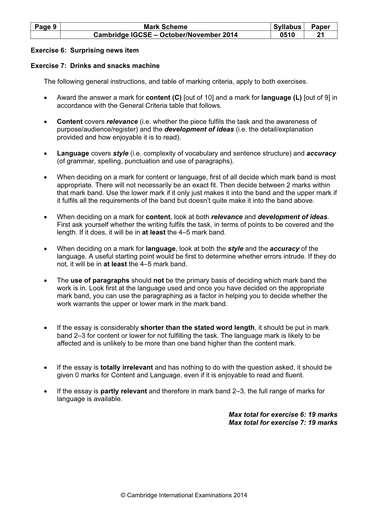 Mark scheme, page 9 of 12