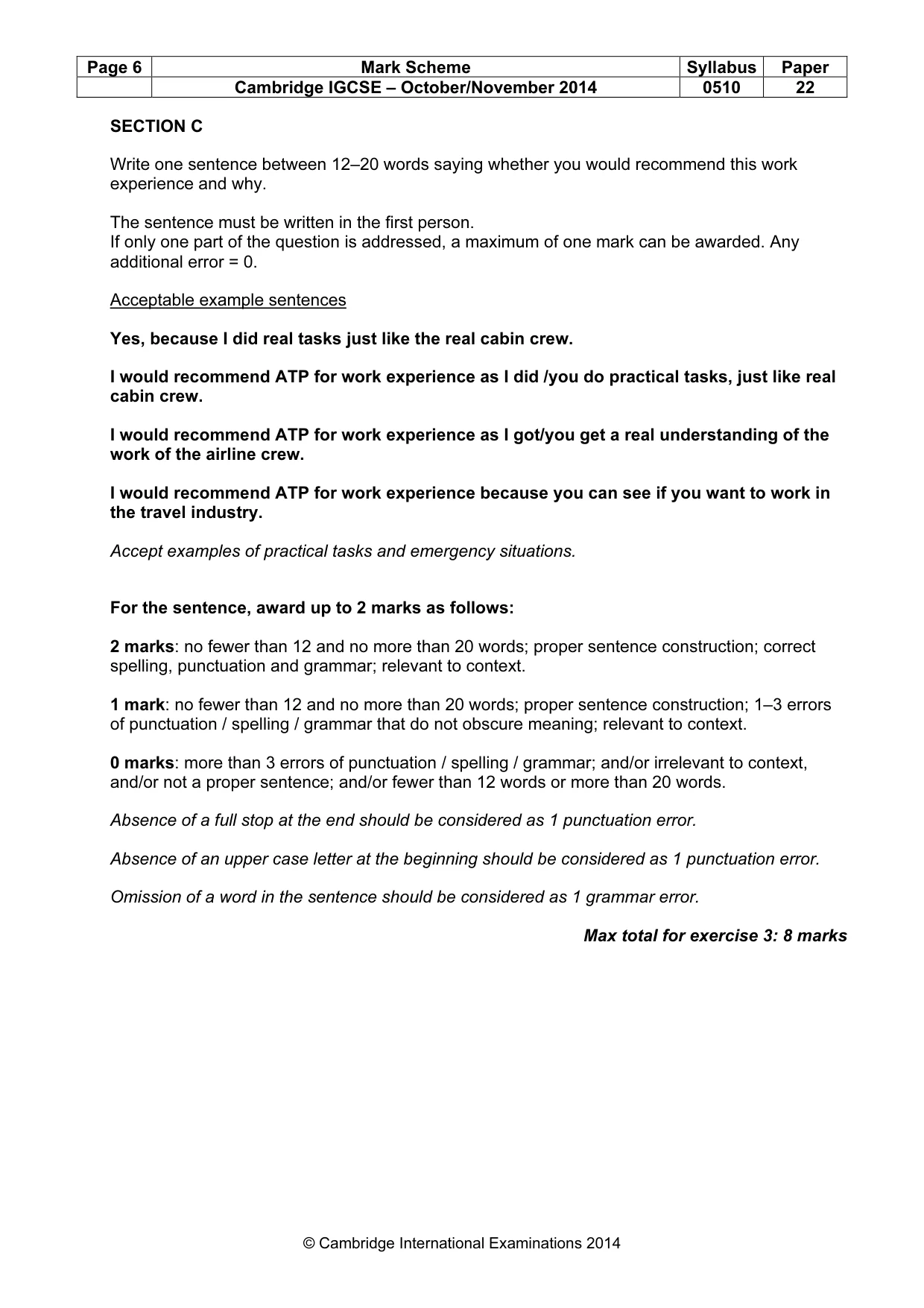 Mark scheme, page 6 of 12