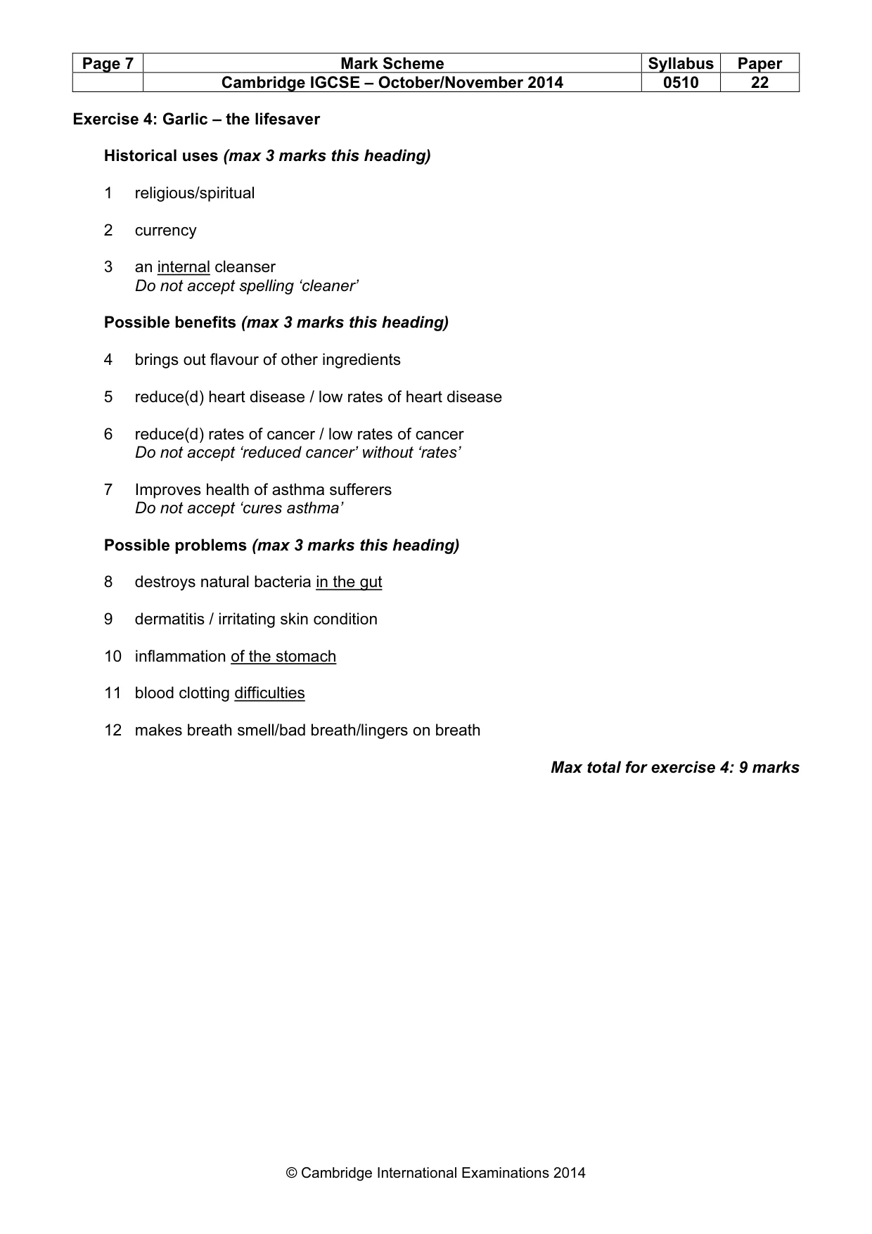 Mark scheme, page 7 of 12