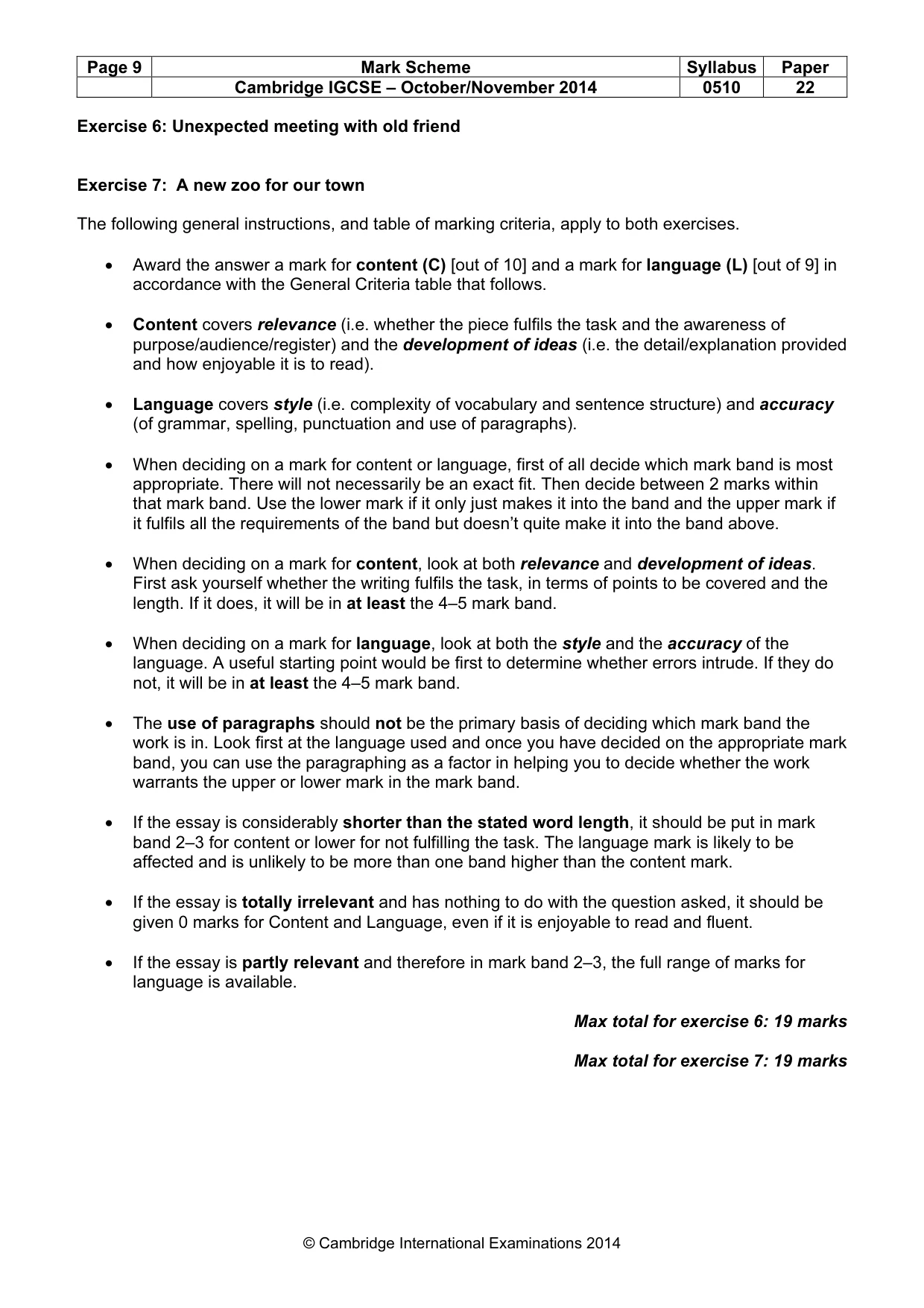Mark scheme, page 9 of 12