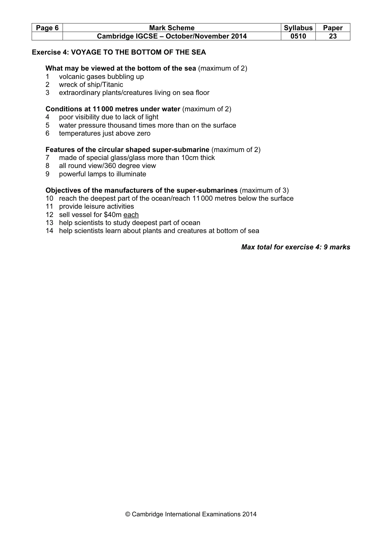 Mark scheme, page 6 of 11