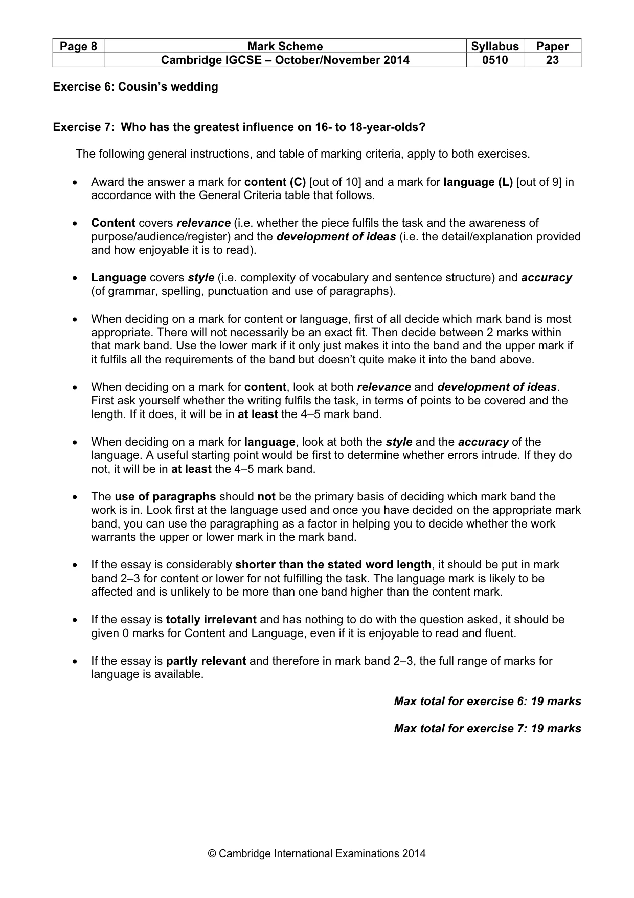 Mark scheme, page 8 of 11