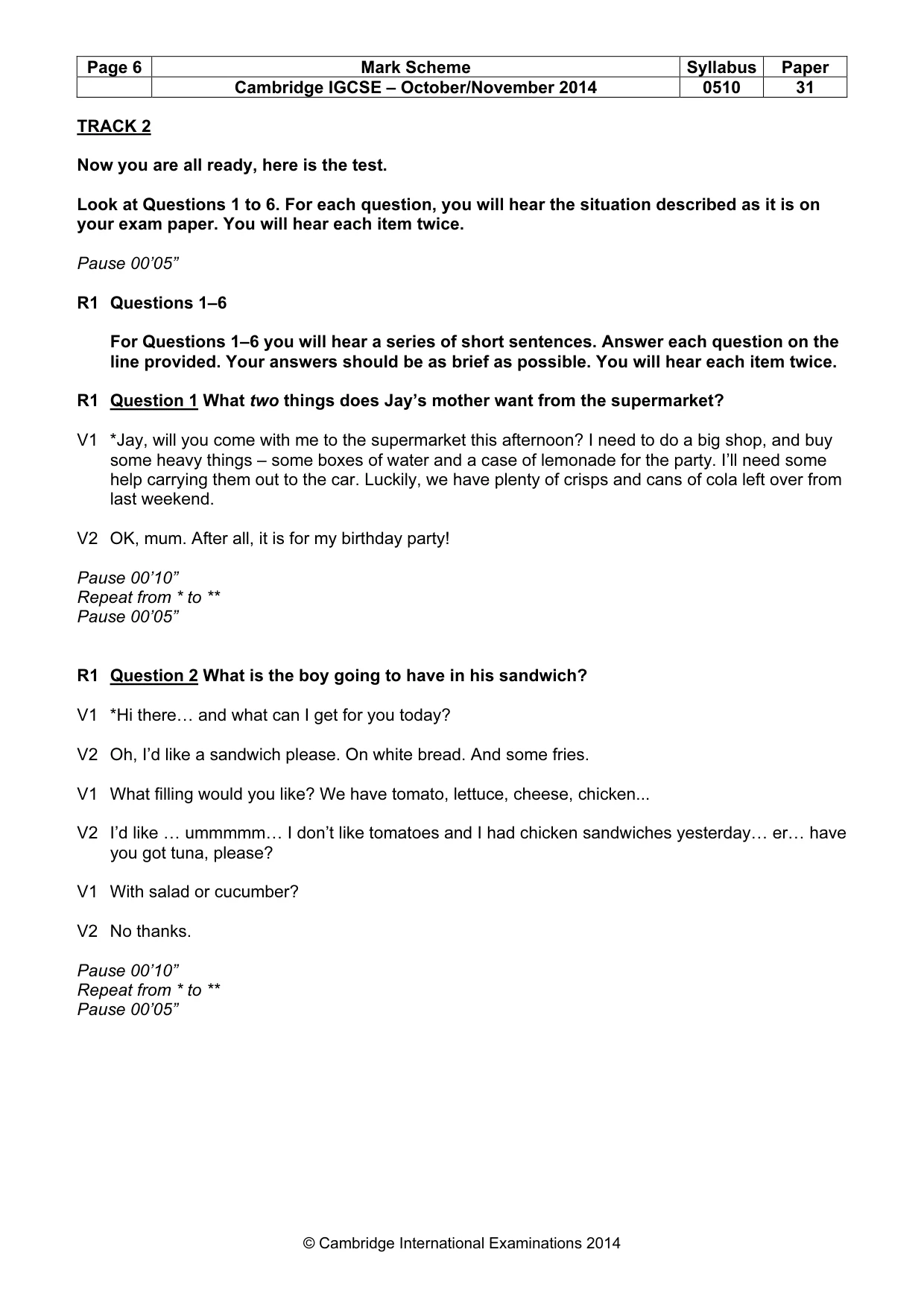 Mark scheme, page 6 of 15