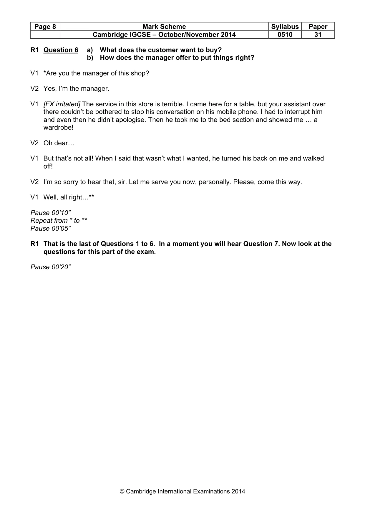 Mark scheme, page 8 of 15