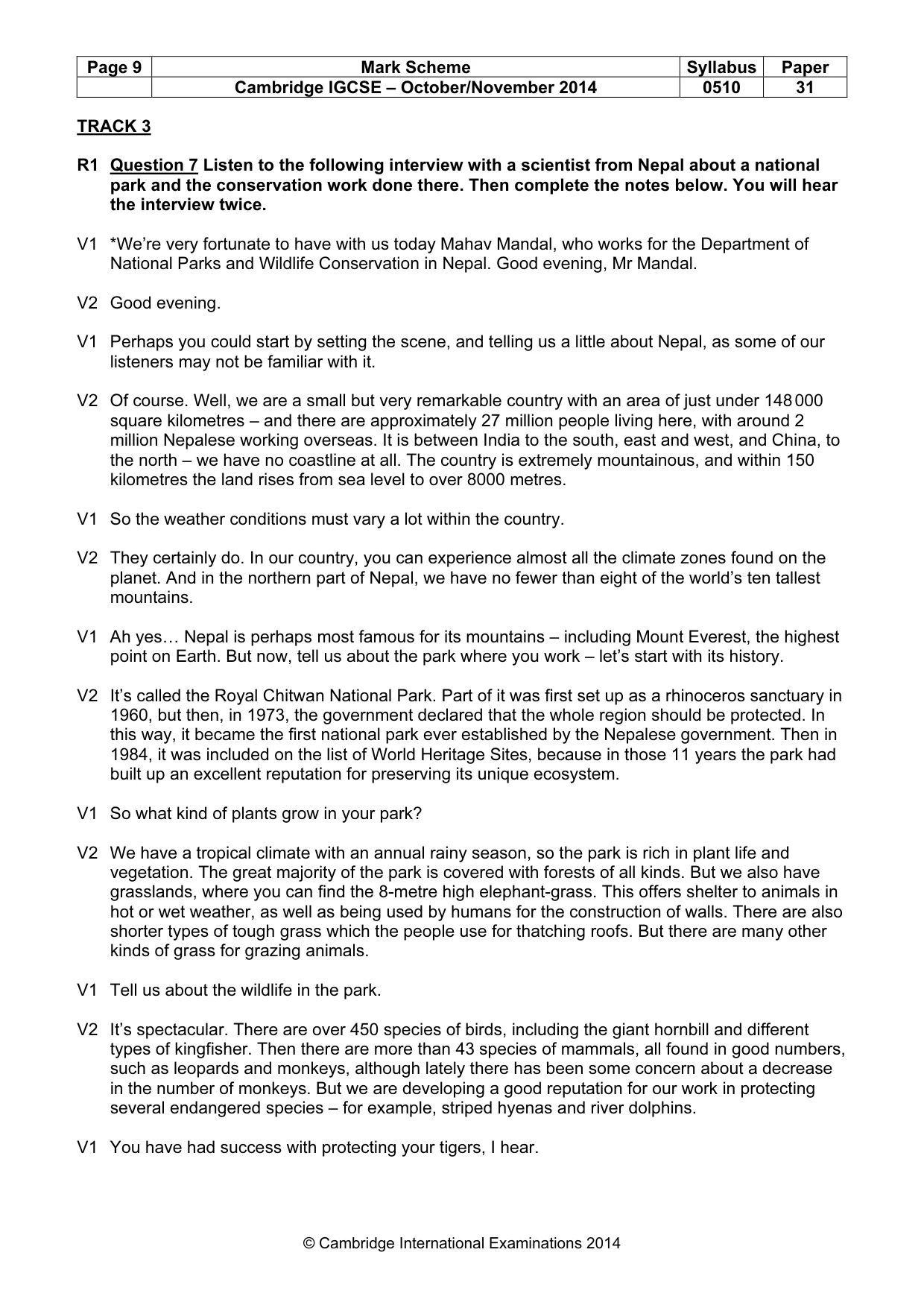 Mark scheme, page 9 of 15