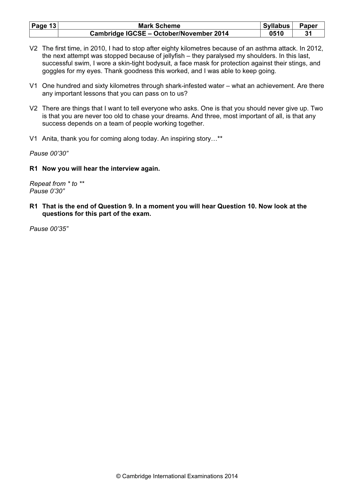 Mark scheme, page 13 of 15