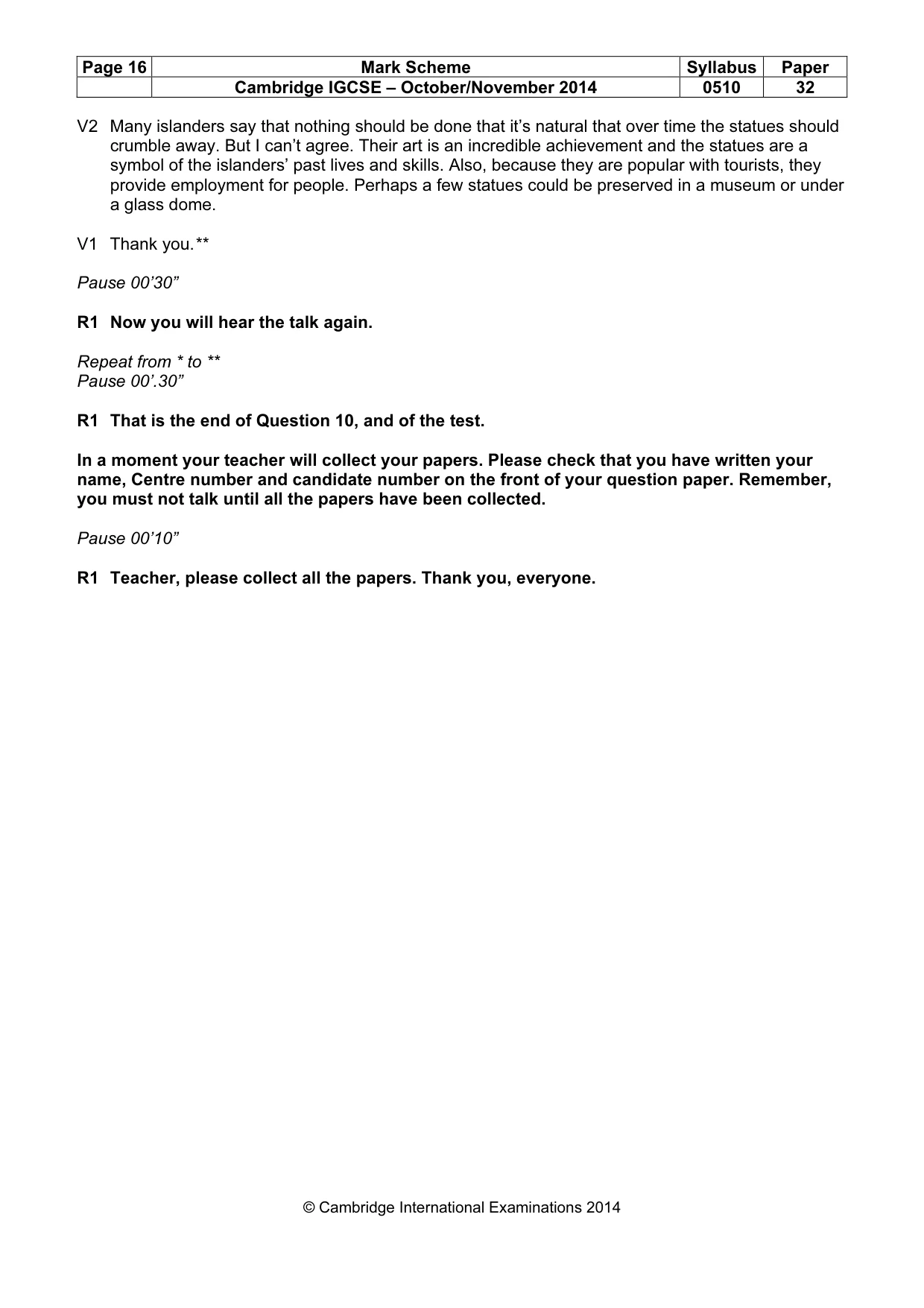 Mark scheme, page 16 of 16