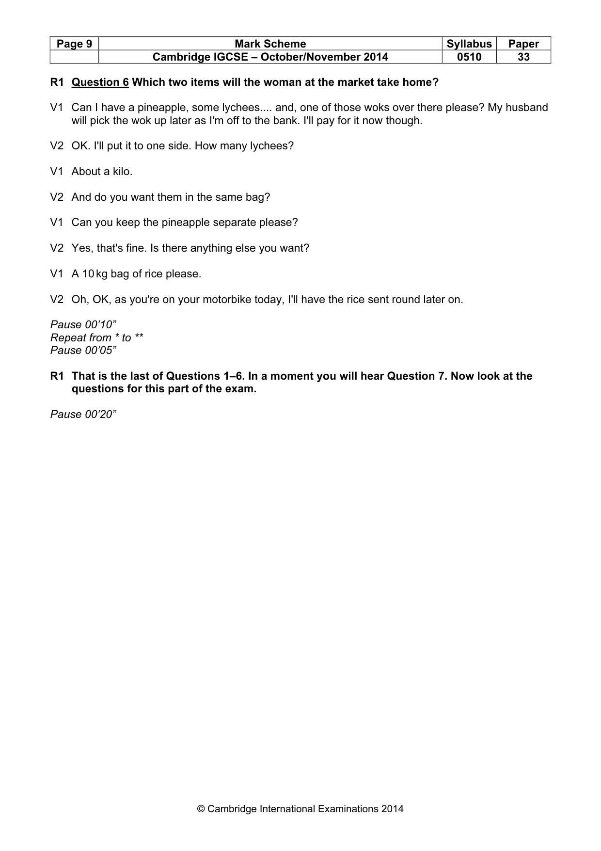Mark scheme, page 9 of 17