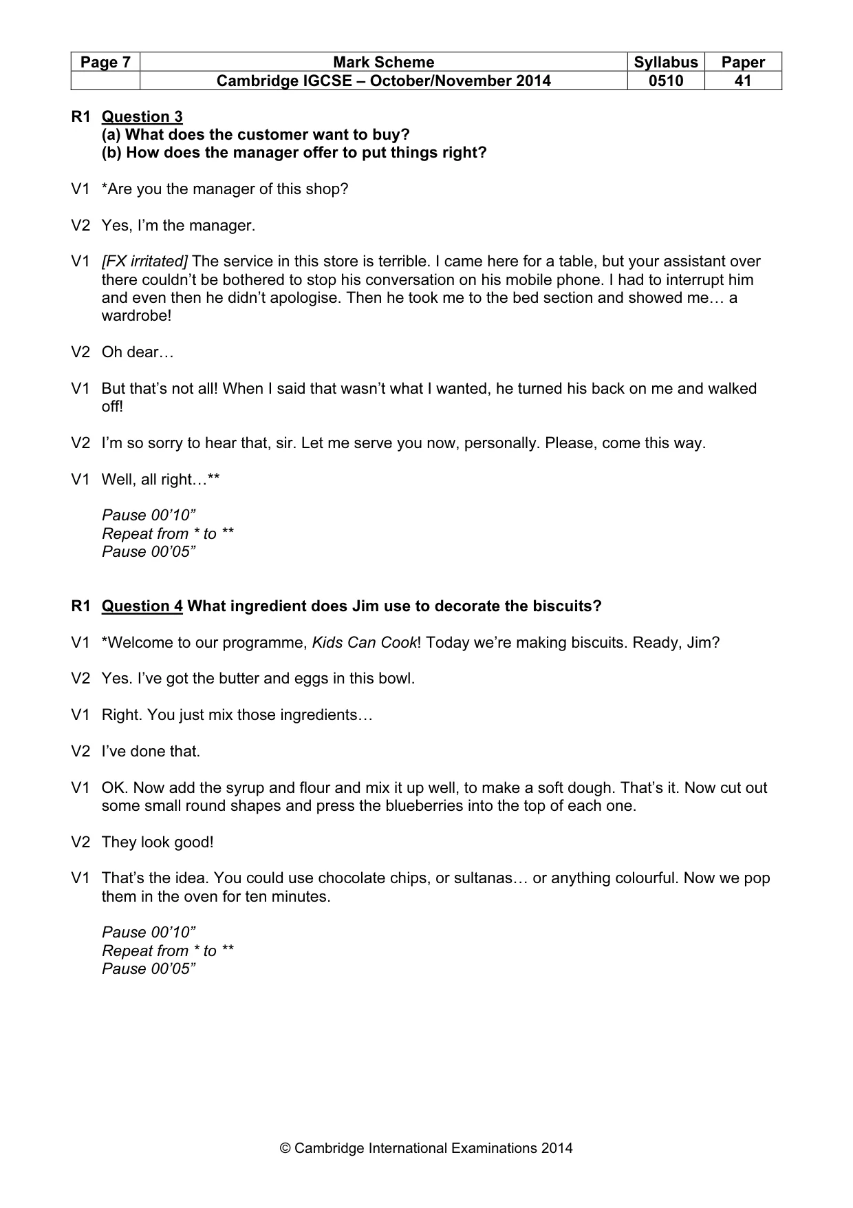 Mark scheme, page 7 of 14