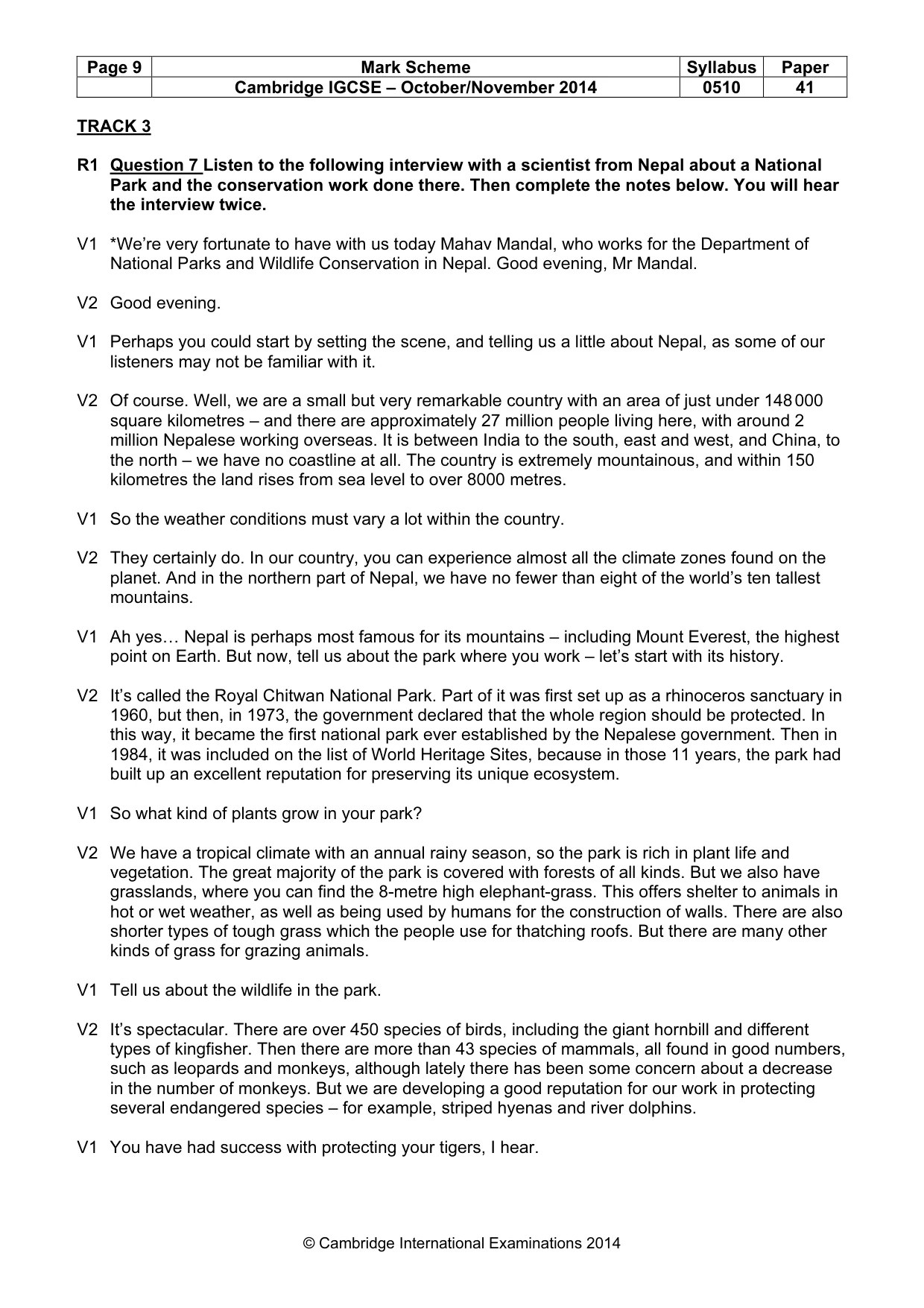Mark scheme, page 9 of 14