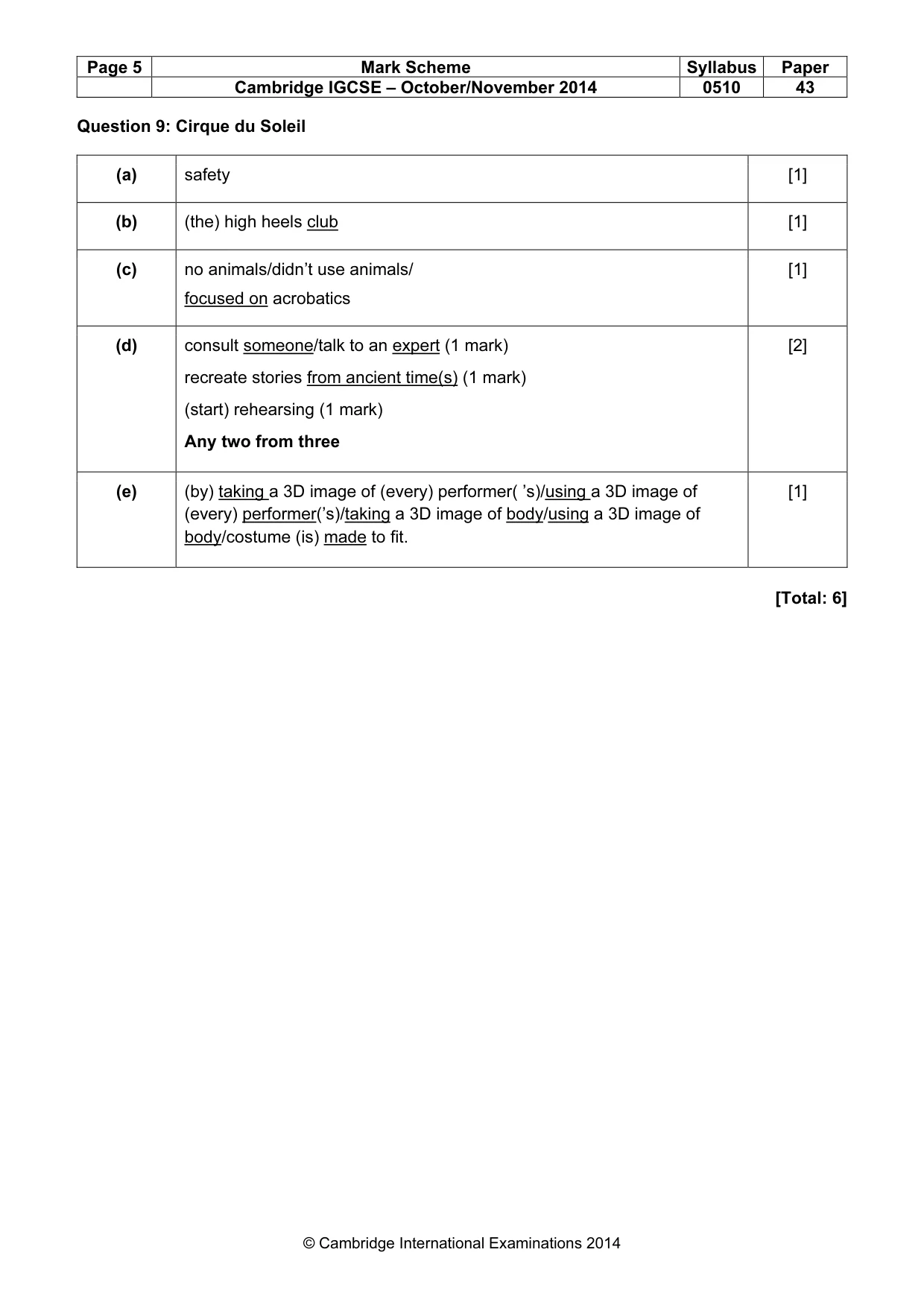 Mark scheme, page 5 of 15