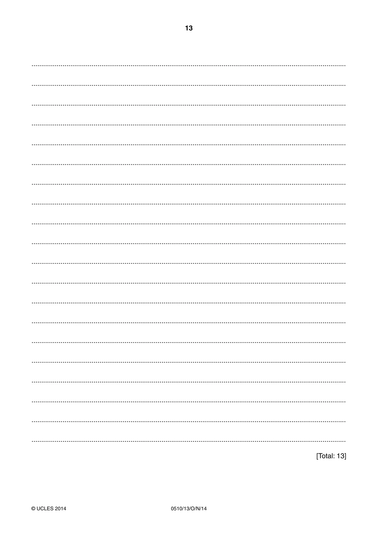 Cambridge IGCSE English - Second Language (oral endorsement) 0510 2014 Oct/Nov Paper 1 · Variant 3 question paper, page 13 of 16