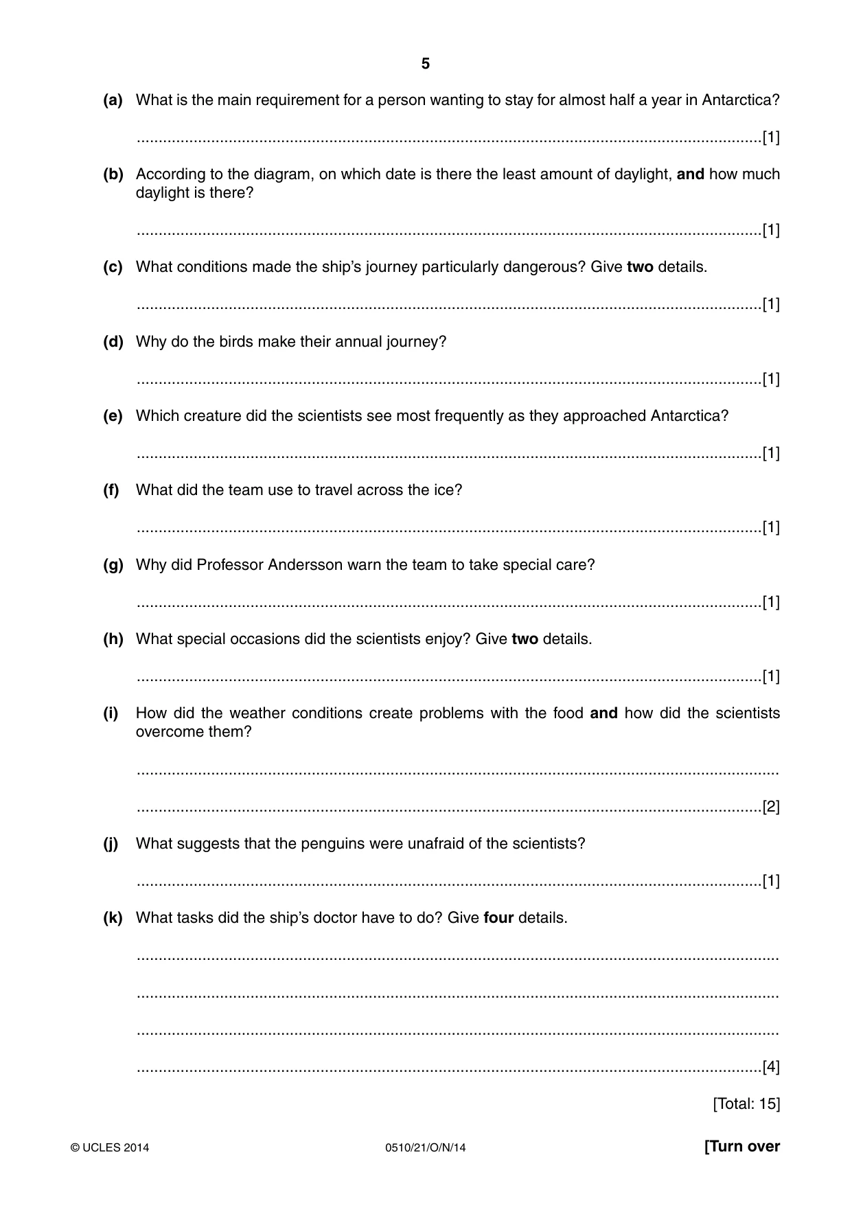 Cambridge IGCSE English - Second Language (oral endorsement) 0510 2014 Oct/Nov Paper 2 · Variant 1 question paper, page 5 of 16